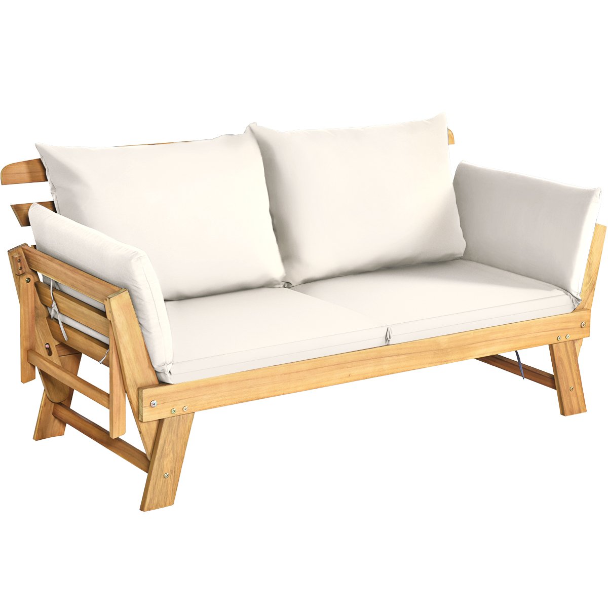 Dīvāngulta terasei Dienas gulta no akācijas koka 198 x 75 x 75 cm Balta