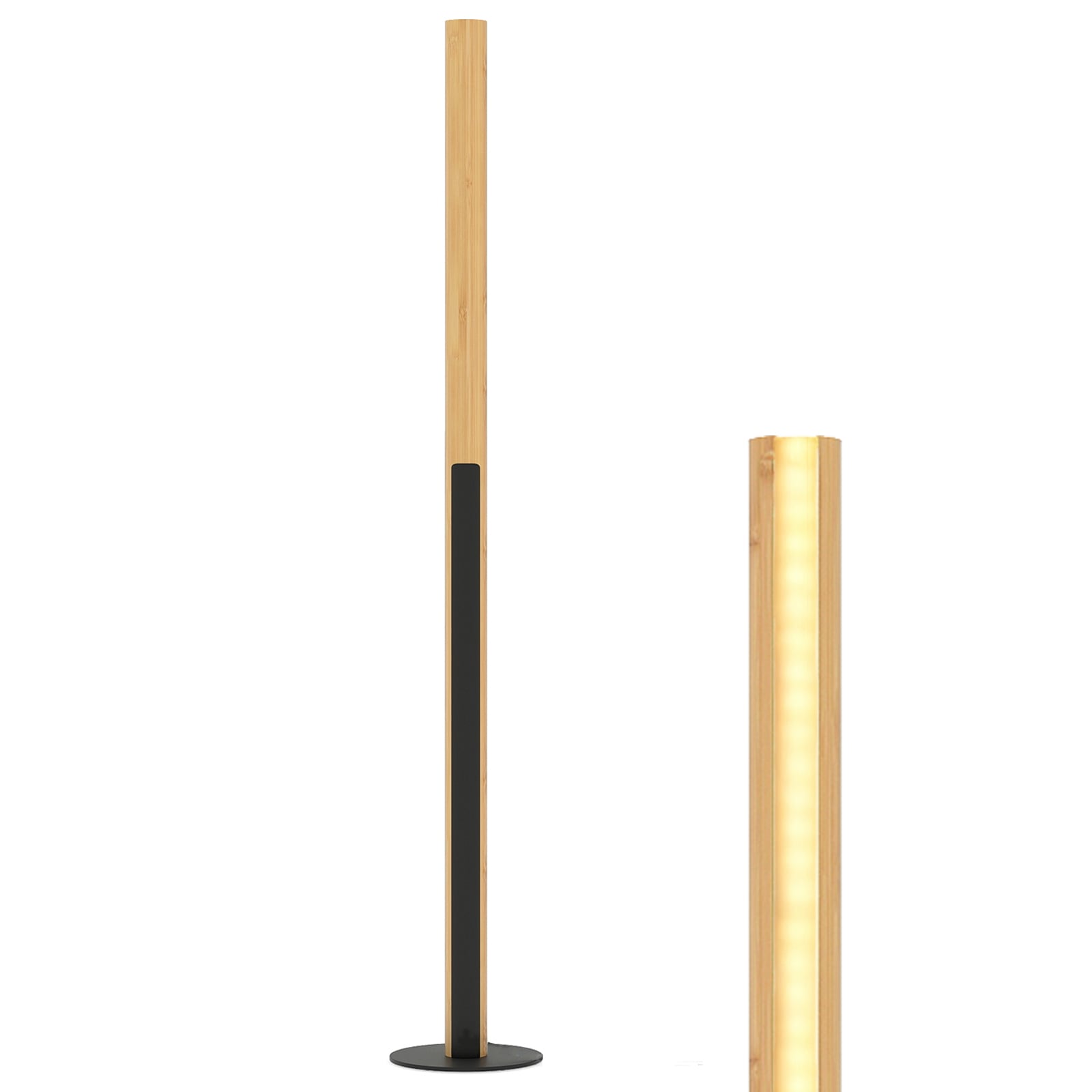 Hämardatava (Dimmable) LED-valguse ja mugava jallalülitiga naturaalsest bambusest põrandalamp (3000K-6000K, kõrgus 122 cm)