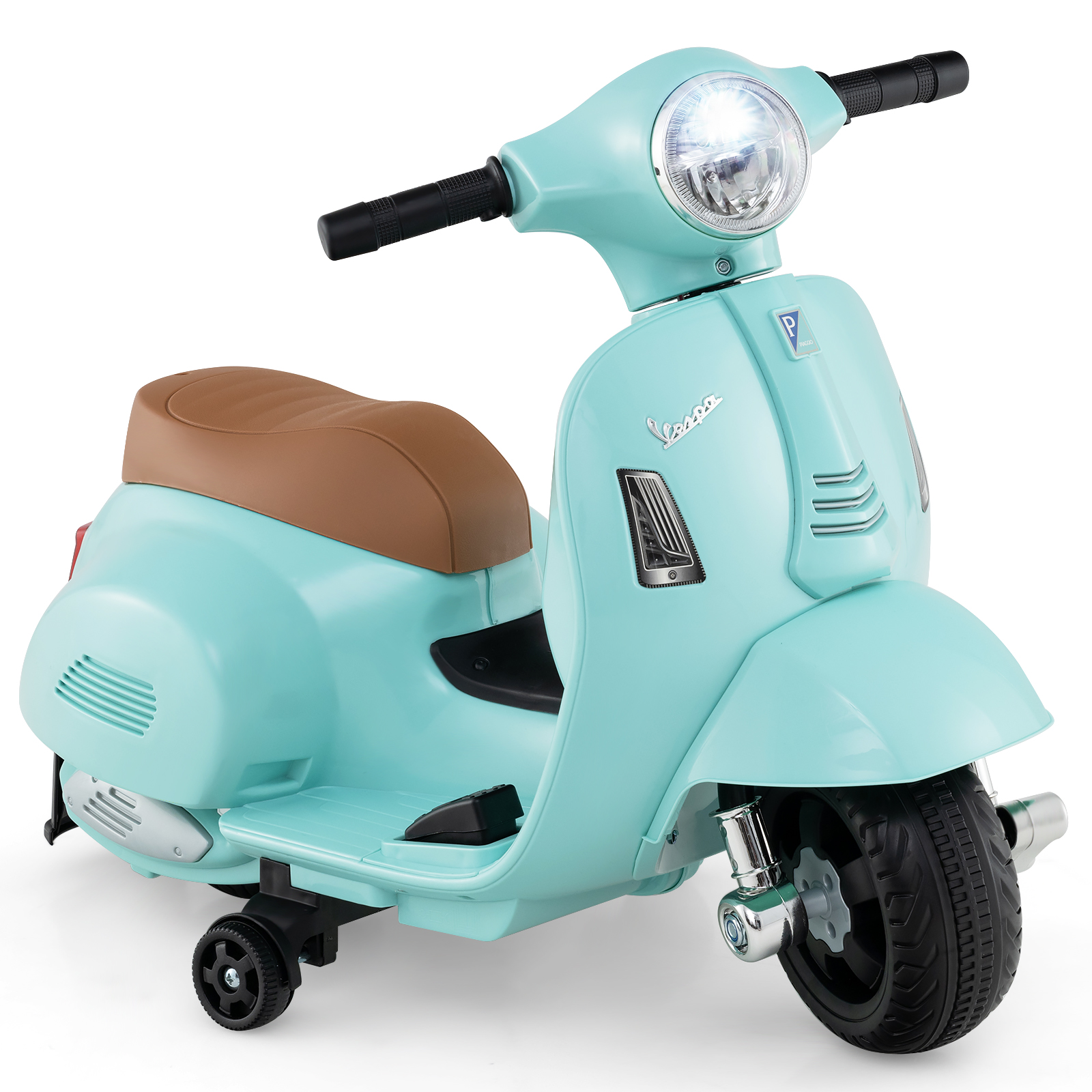 Licencēts Vespa bērnu elektriskais motocikls ar 6 V akumulatora darbināmu motociklu un LED lukturiem, zilu