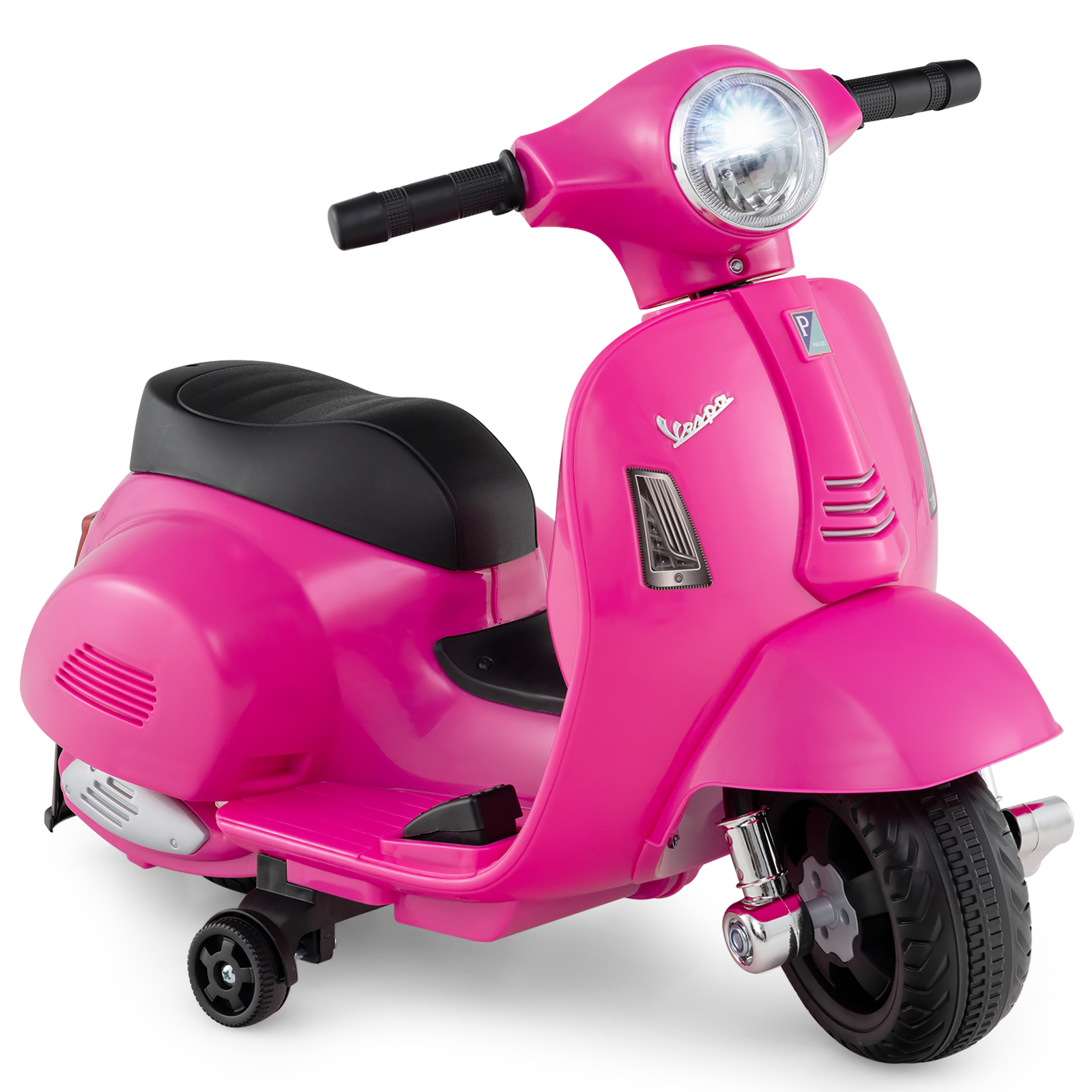 Licencēts Vespa bērnu elektriskais motocikls ar 6 V akumulatora darbināmu motociklu un LED lukturiem, rozā krāsā
