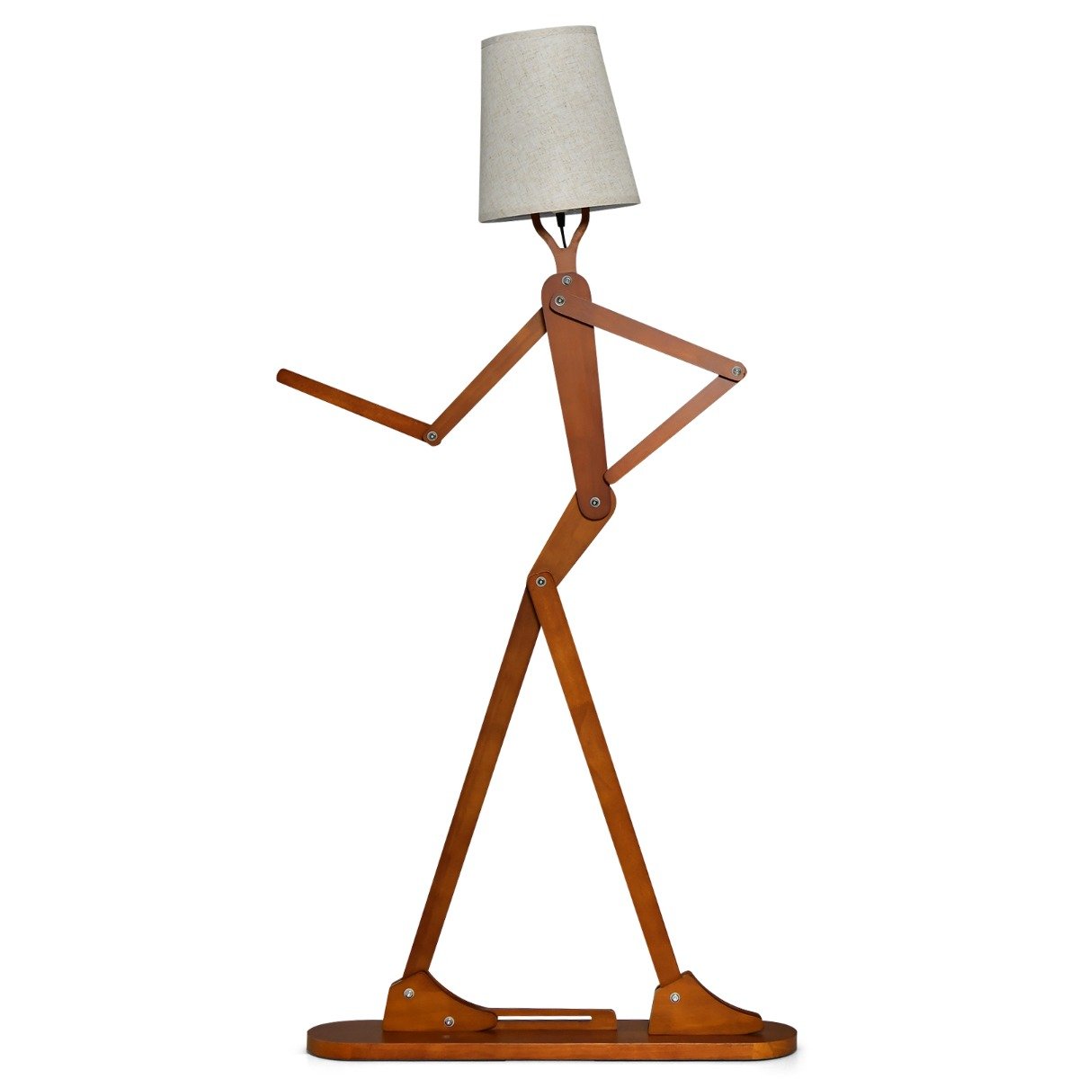 160 cm augsta koka stāvlampa Dekoratīva humanoīda stūra lampa Natural