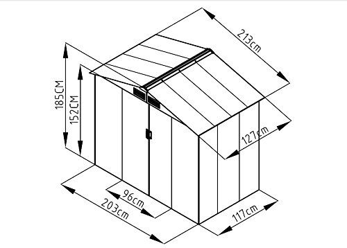 213 cm x 122 cm āra dārza šķūnis instrumentu māja ar bīdāmām durvīm - pelēks