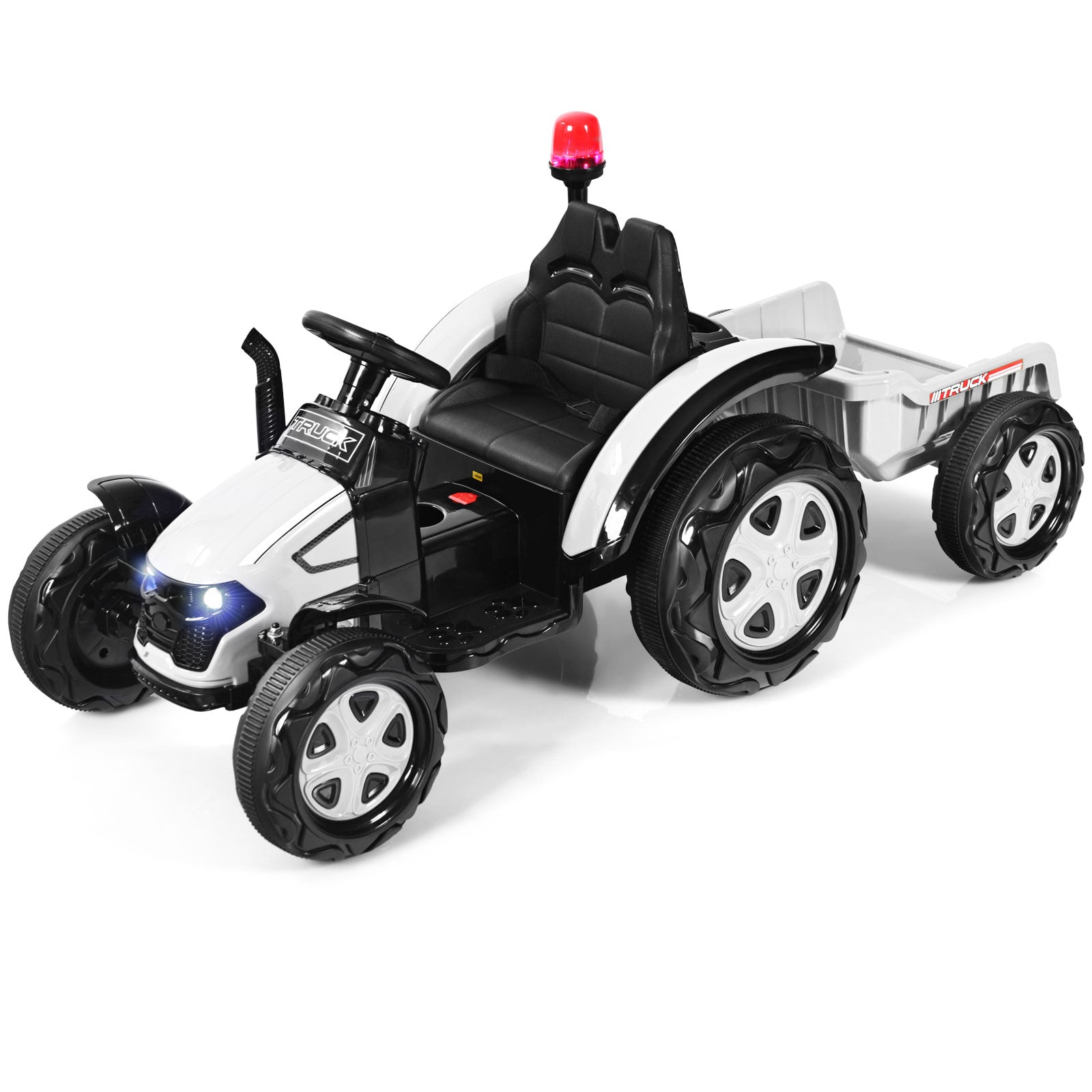 Rotaļu traktors ar piekabi bērniem 12V braucams traktors 151 x 68 x 70 cm balts