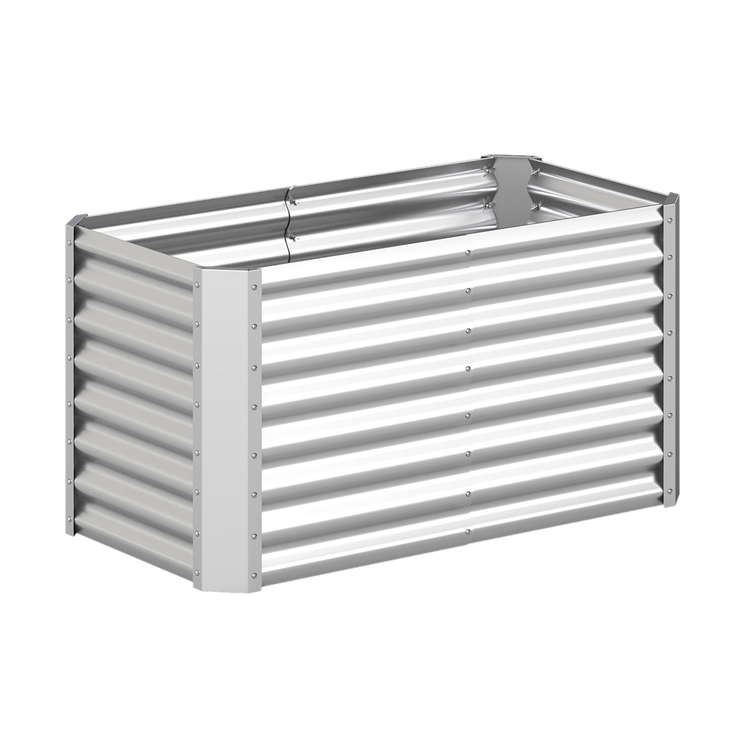 122 cm x 61 cm x 61 cm cinkota paaugstināta dārza dobe, taisnstūrveida cinkota metāla puķu kaste - sudraba krāsā