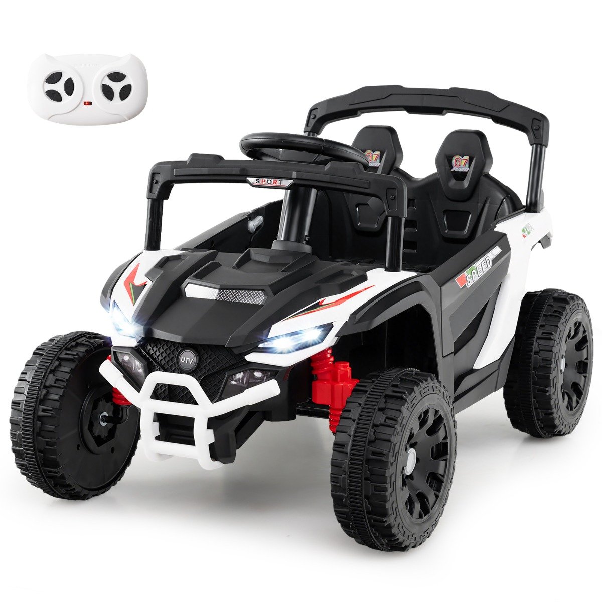 Bērnu 12 V elektriskā automašīna ar tālvadības pulti, elektriskā UTV kravas automašīna, Bērnu automašīna, Bērnu transportlīdzeklis, balts