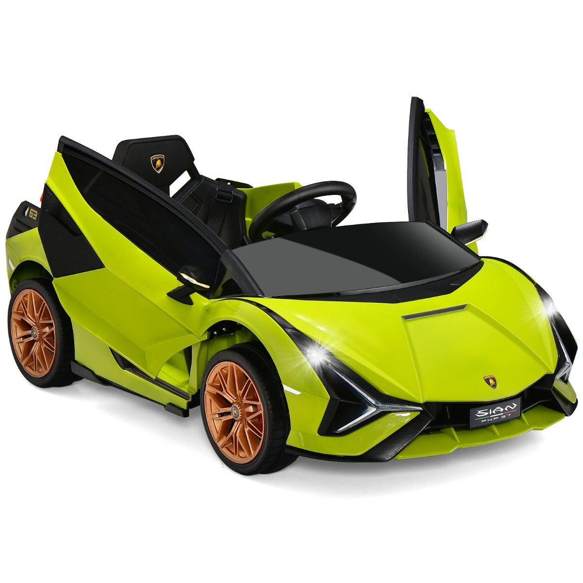 12V Lamborghini bērnu elektromobilis ar 2.4G tālvadības pulti Bērnu automašīna 3-5km/h ar MP3 zaļš