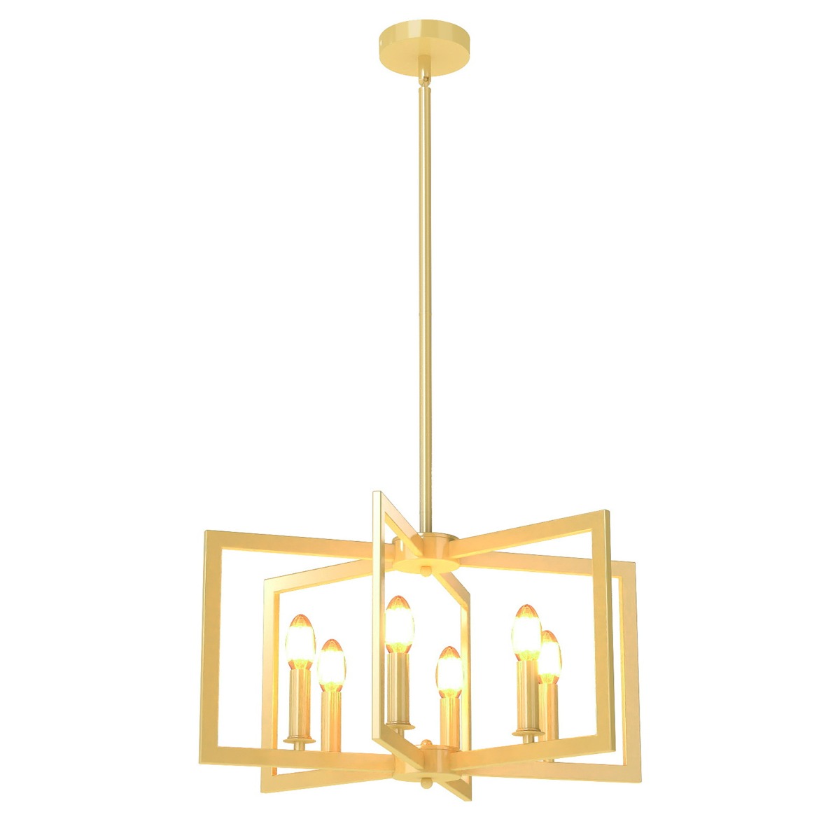 Rustiska lustra ar 6 lampām, ģeometriska piekaramā lampa ar regulējamu augstumu, metāla aksesuārs ēdamistabai, bronzas krāsā