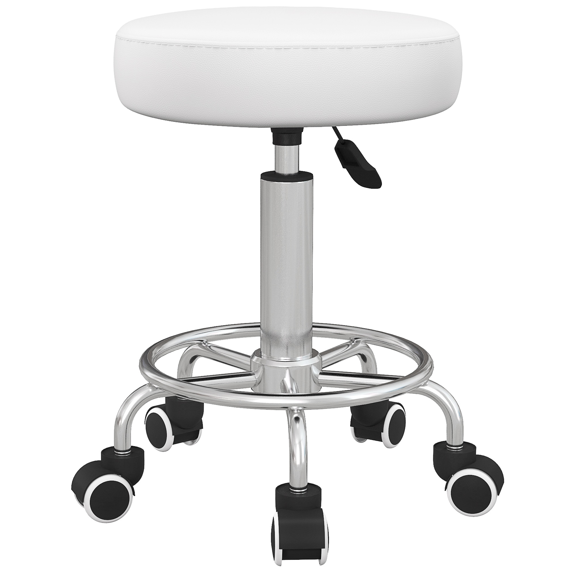 Salona krēsls, regulējams augstums, mākslīgā āda, līdz 110 kg, Ø42x50-64H cm, balts