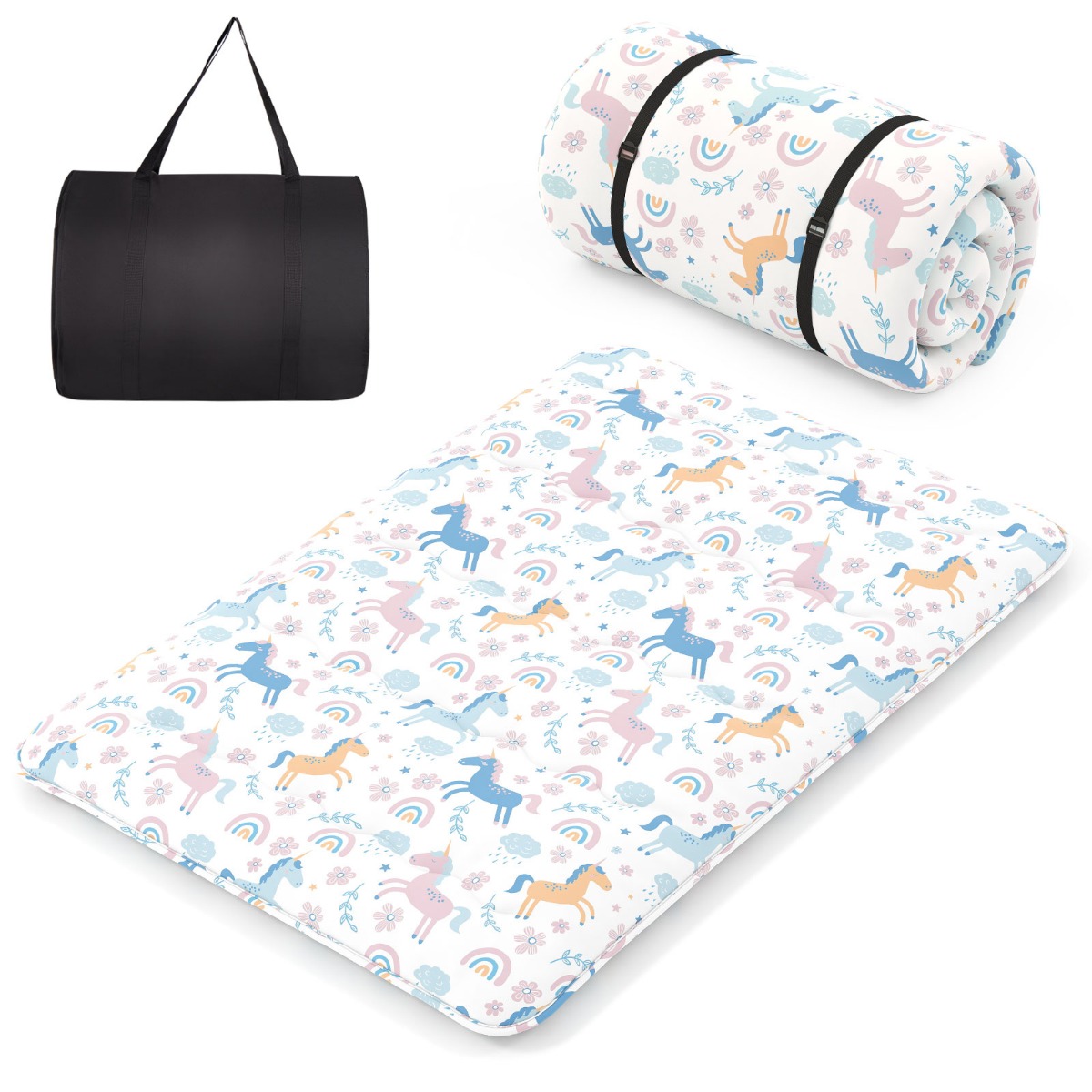 Pestava ümbrise ja mugava kandekotiga Jaapani-stiilis kokkurullitav futon-madrats ja Tatami-matt (140x200 cm)