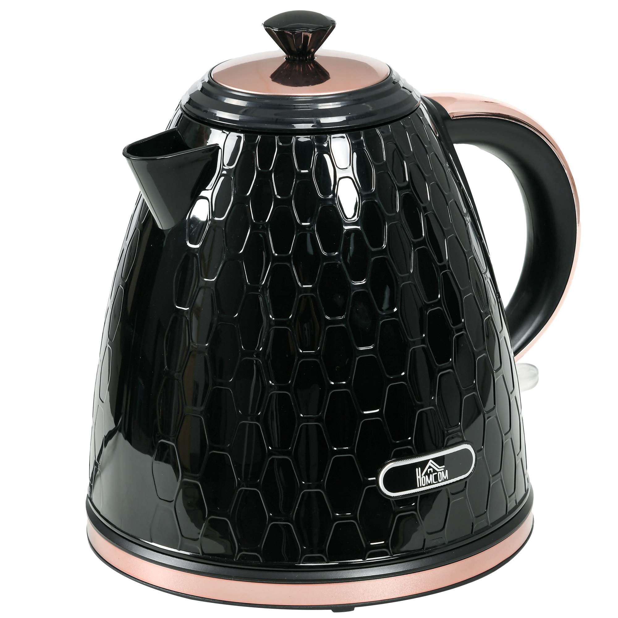 Tējkanna ar ūdens līmeņa lodziņu un filtru, ātra vārīšana, 2200 W, melna
