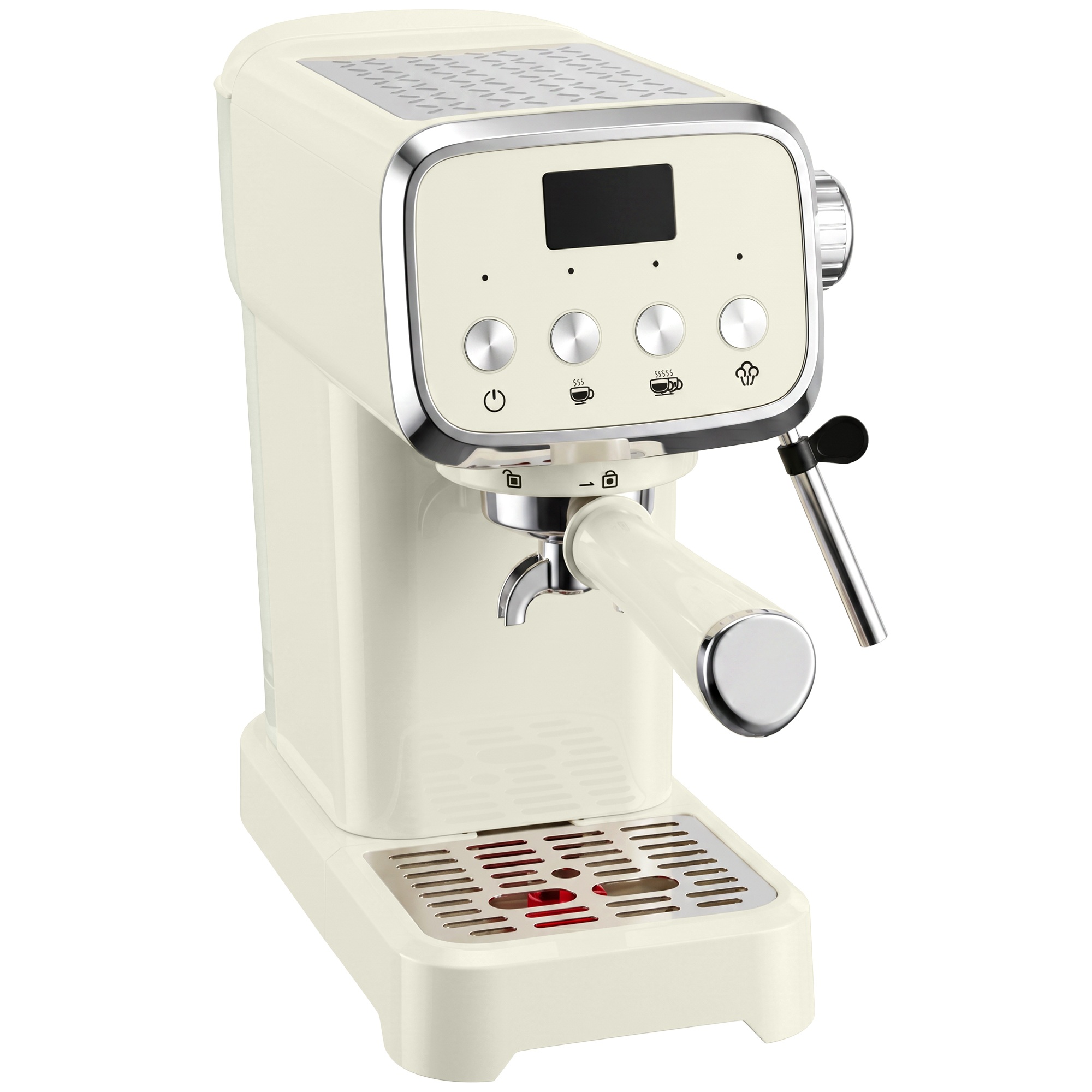 20 bāru portafiltra espresso automāts ar piena putotāju un 1,2 l noņemamu ūdens tvertni espresso pagatavošanai