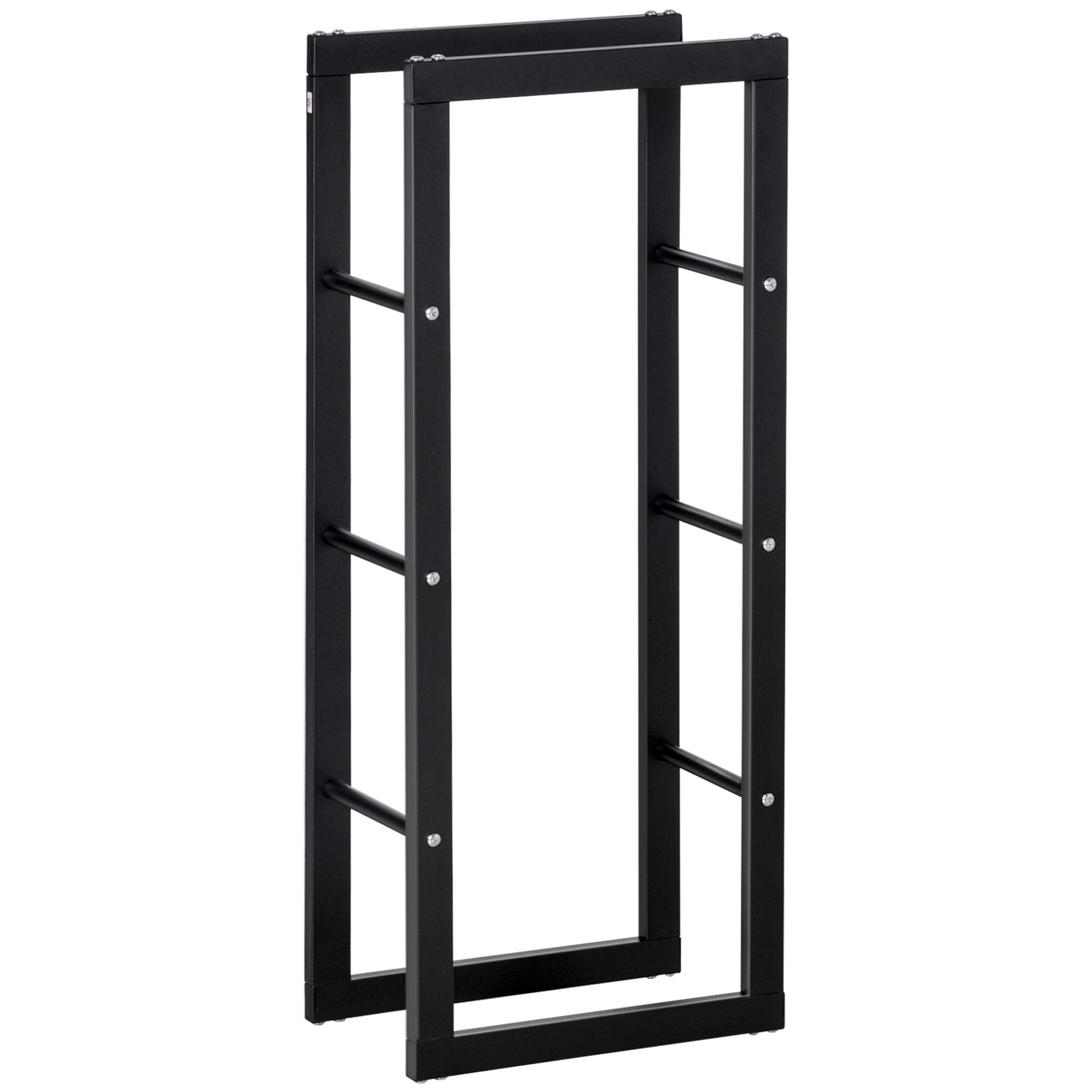 Metāla malkas plaukts 40 x 25 x 100 cm, malkas plaukts, kraušanas palīglīdzeklis, tērauda rāmis, līdz 100 kg, malkas nojume āra lietošanai, koka plaukts, malkas plaukts dārzam, terasei, lietošanai ārā, melns