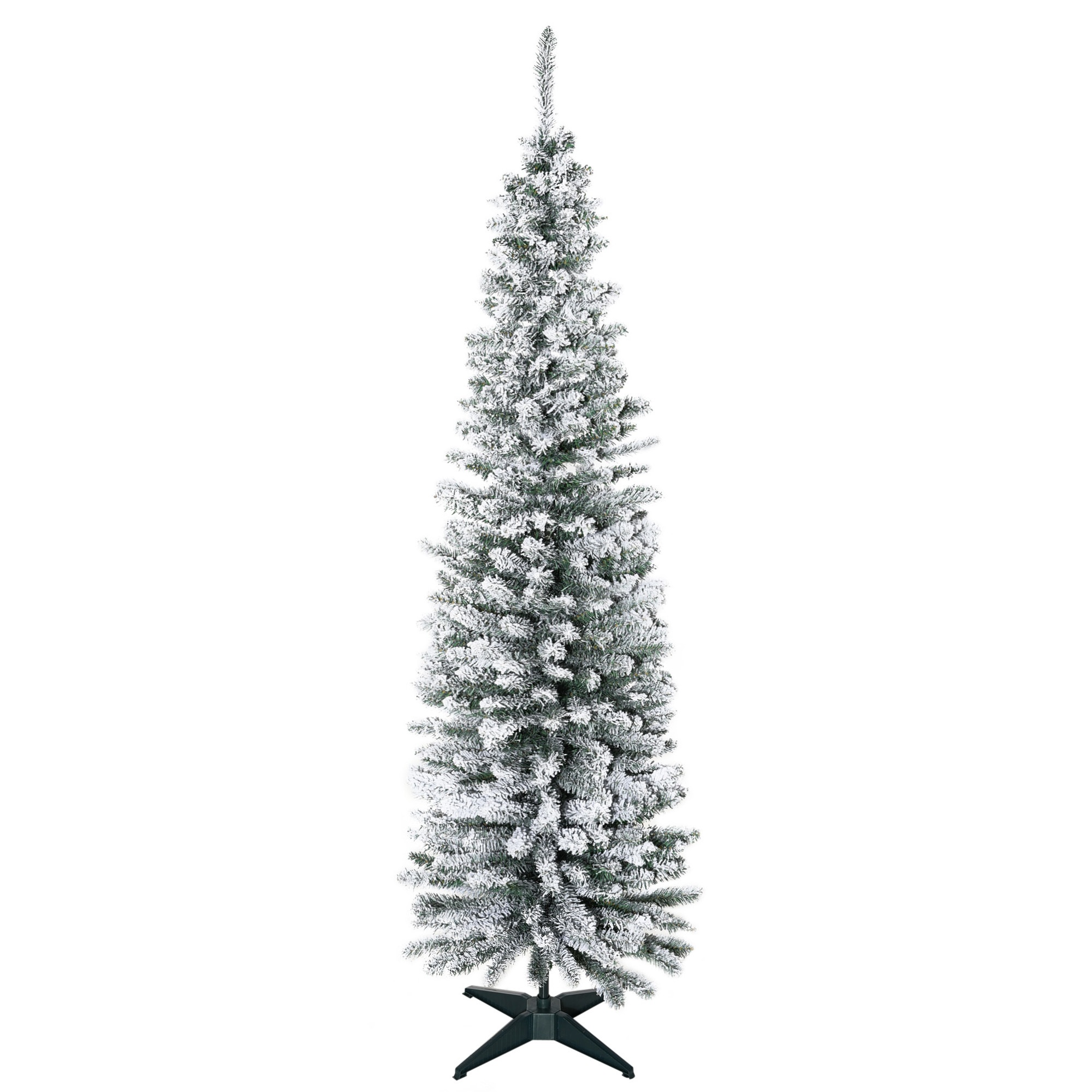 Mākslīgā Ziemassvētku eglīte, 210 cm, ar sniegu klāti PVC zari, salokāma, metāla statīvs, zaļa/balta