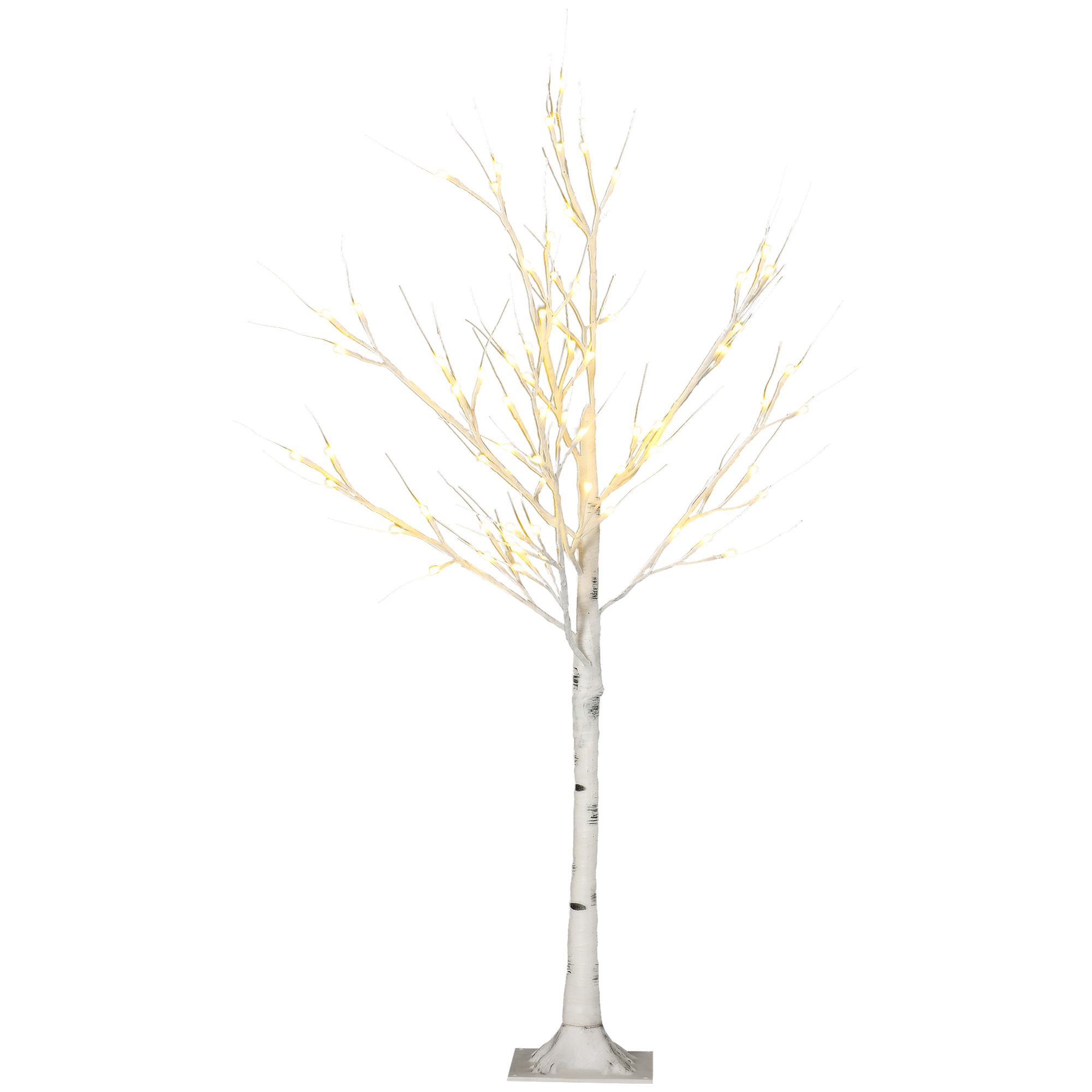 Mākslīgā eglīte, mākslīgais bērzs, ar LED apgaismojumu, silti balta, reālistiska balta miza, 17x17x120 cm