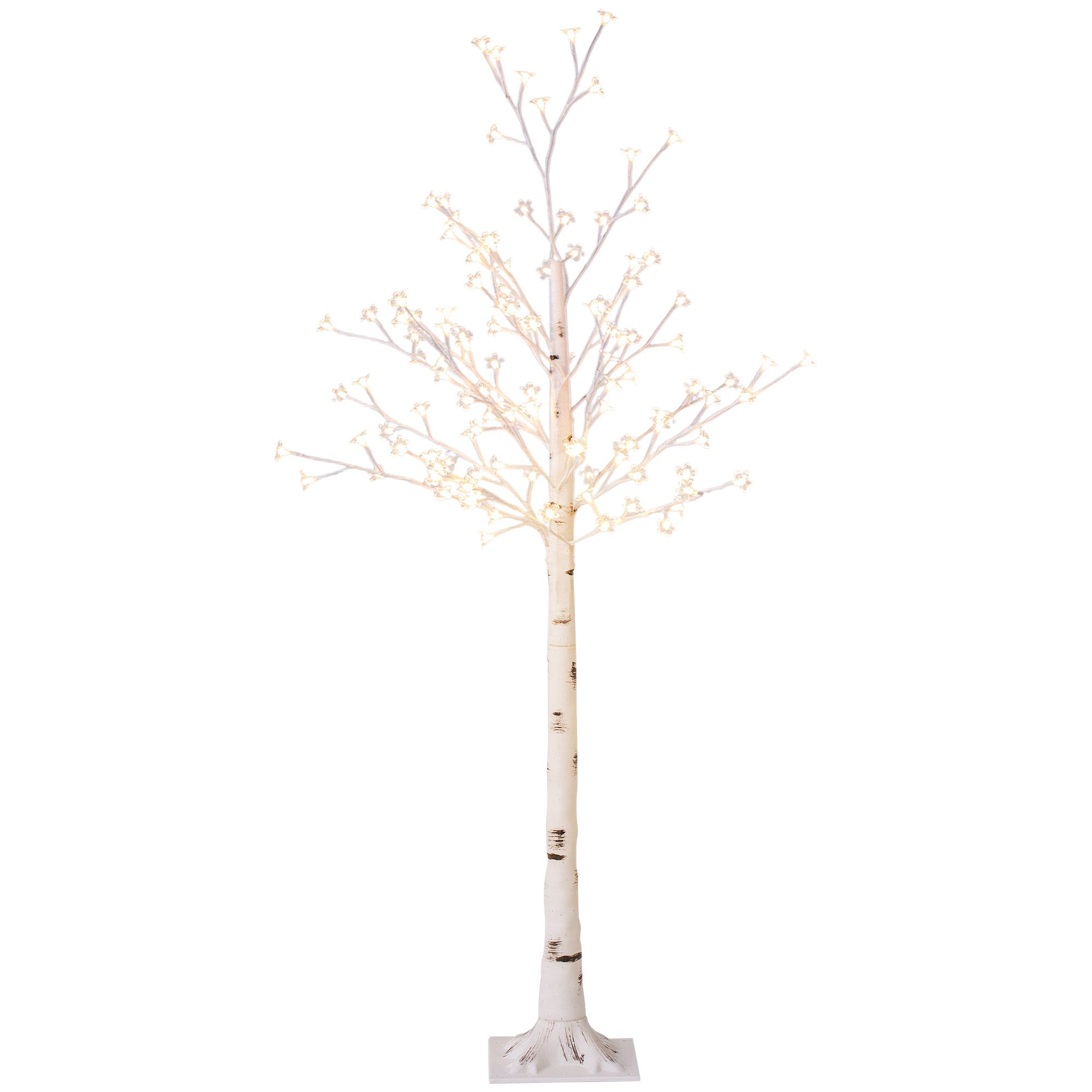 Mākslīgā eglīte, mākslīgā ķiršu ziedu eglīte, ar 120 LED gaismām, 3 spilgtuma līmeņi, silti balta, reālistiska miza, 21 x 21 x 150 cm