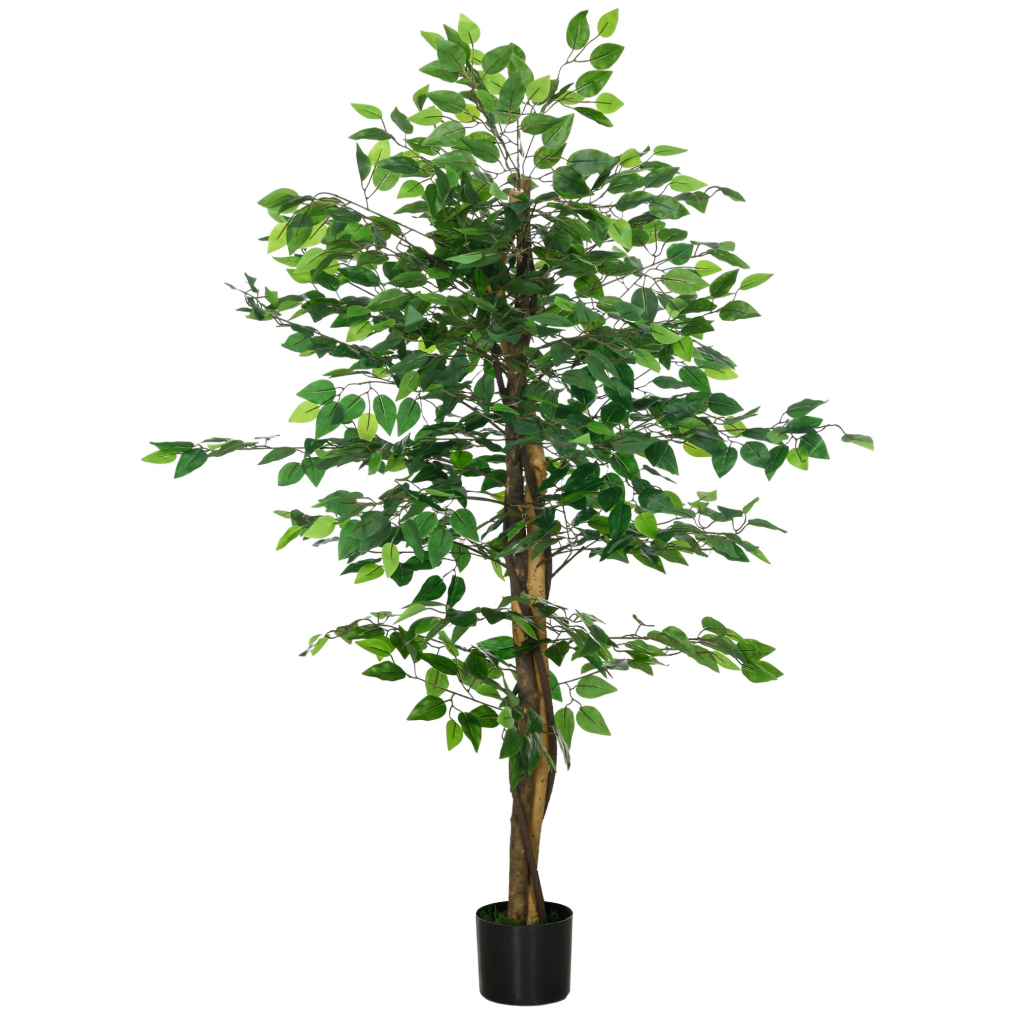 Mākslīgais fikusa koks, dzīvīgam izskatam līdzīgs, 150 cm augsts, ar podu, zaļš
