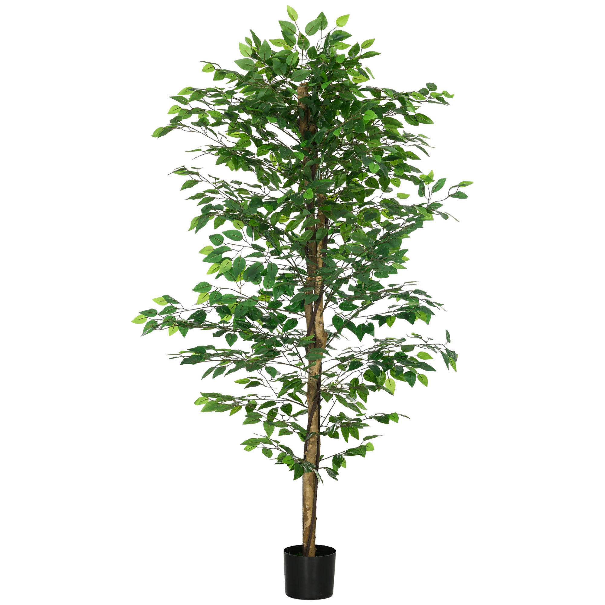 Mākslīgais fikusa koks, reālistisks, viegli kopjams, ieskaitot podu, 180 cm augsts, zaļš