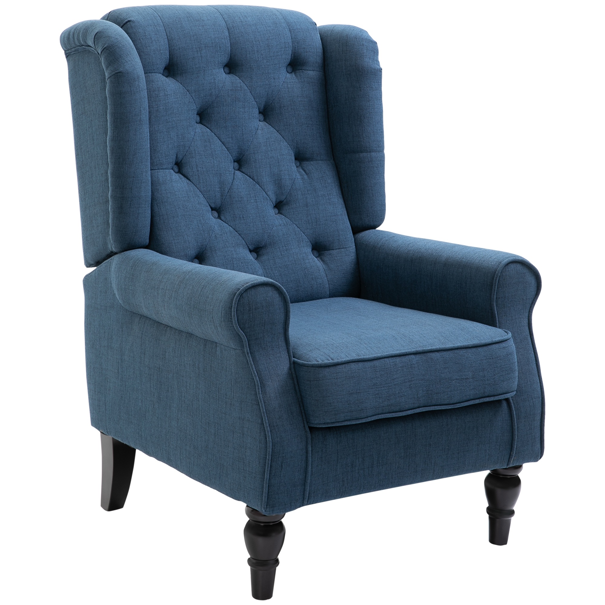 Elegants krēsls ar atzveltni, biezi polsterēts, noņemams pārvalks, 74 x 86 x 102 cm, zils