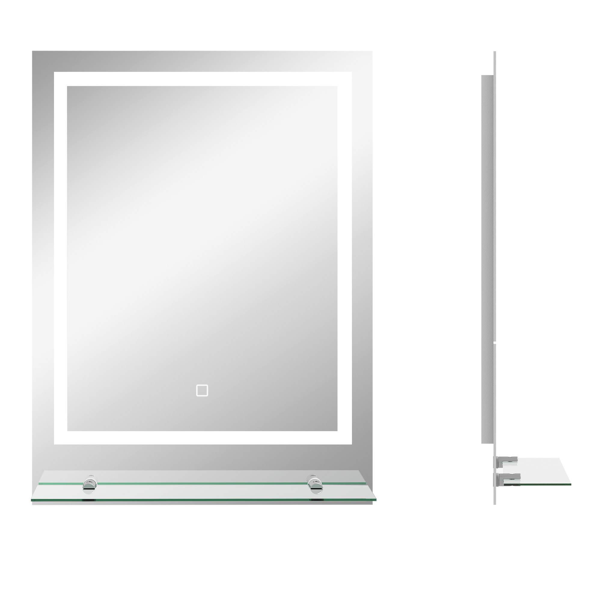 Vannas istabas spogulis ar LED apgaismojumu, 3 gaismas krāsas, pretaizsvīšanas funkcija, ar vadu, 70 x 50 cm