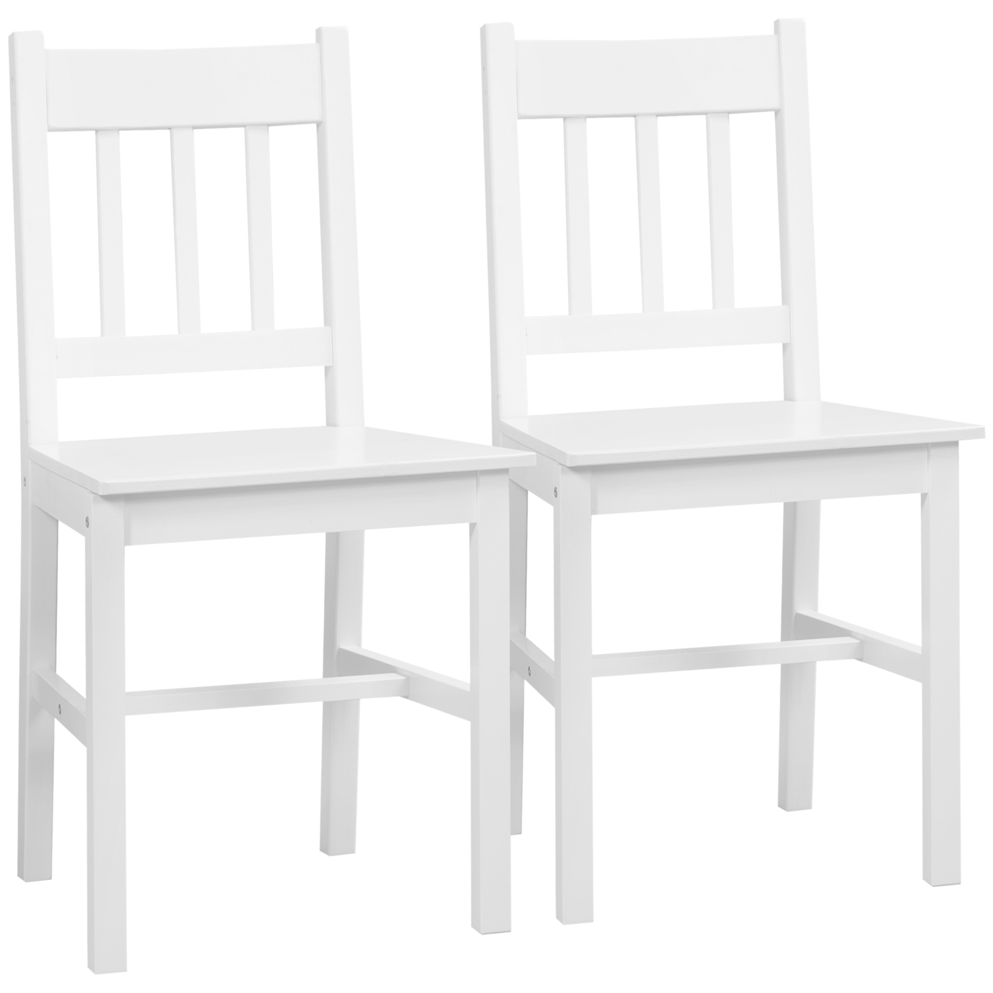 2 ēdamistabas krēslu komplekts, virtuves krēsli, masīvkoks, 41 cm x 46,5 cm x 85,5 cm, balts