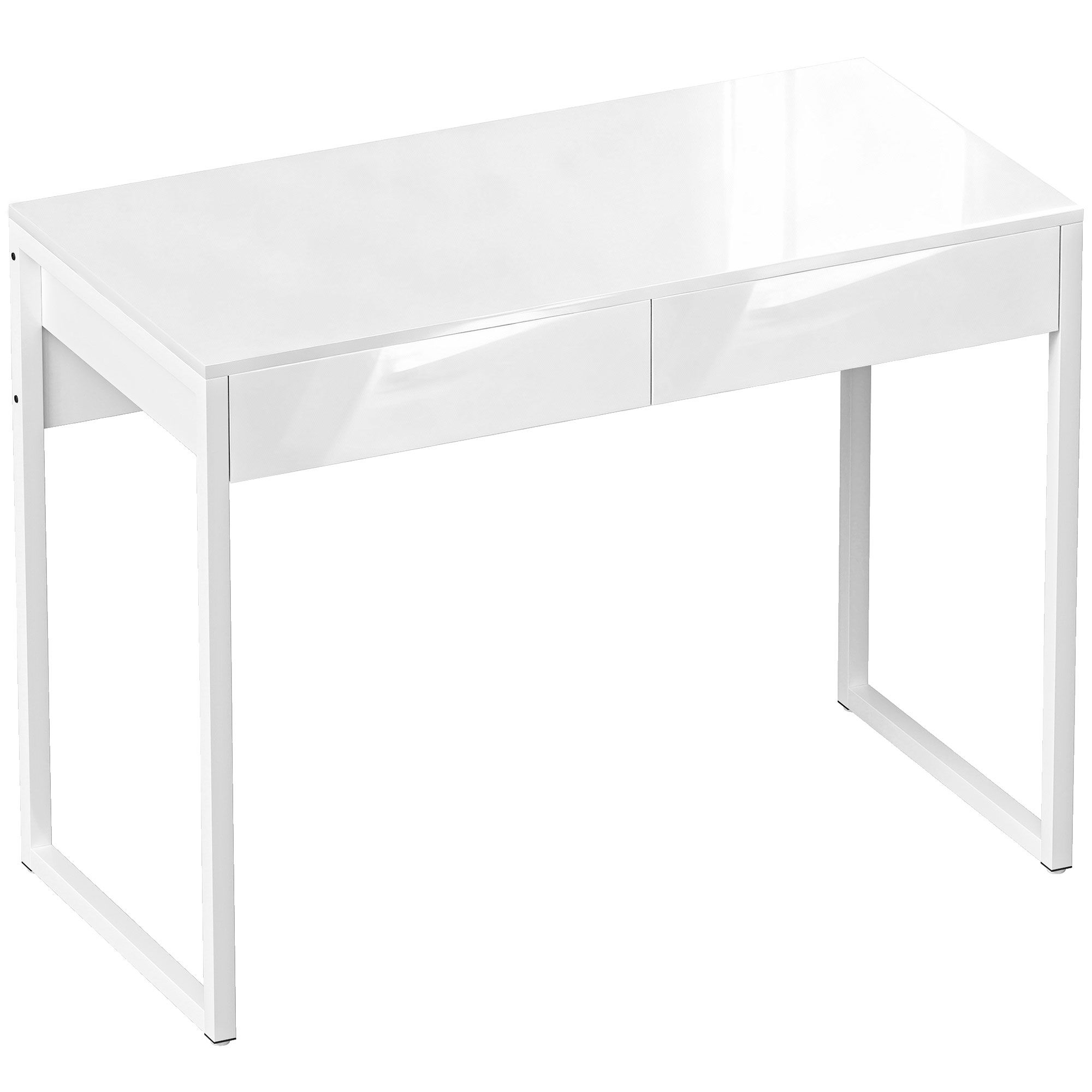 Datorgalds 100 x 50 cm, biroja galds ar 2 atvilktnēm, mazām telpām, balts