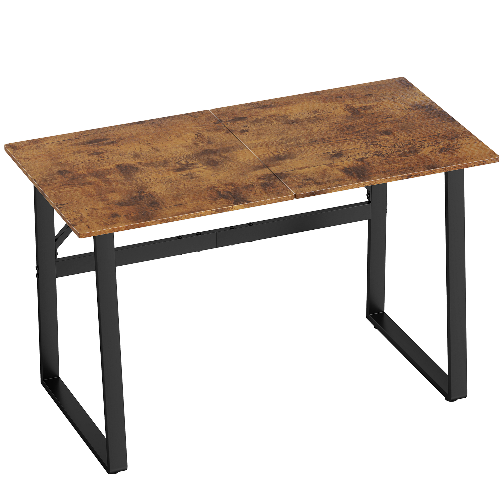 Rakstāmgalds, datorgalds ar tērauda rāmi, biroja galds, datorgalds, 120x60x76cm, rustikāli brūns + melns