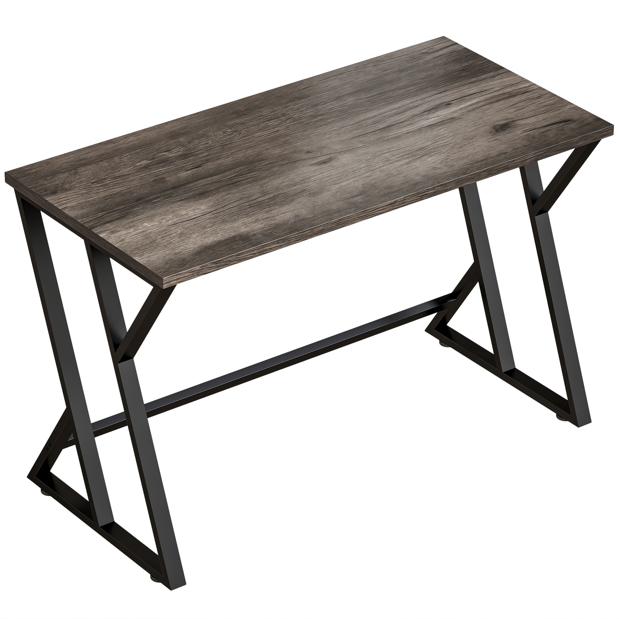 Rakstāmgalds, datorgalds, 120x60cm, biroja galds ar Z formas metāla pamatni, koka imitācija, industriāls dizains birojam, pelēks