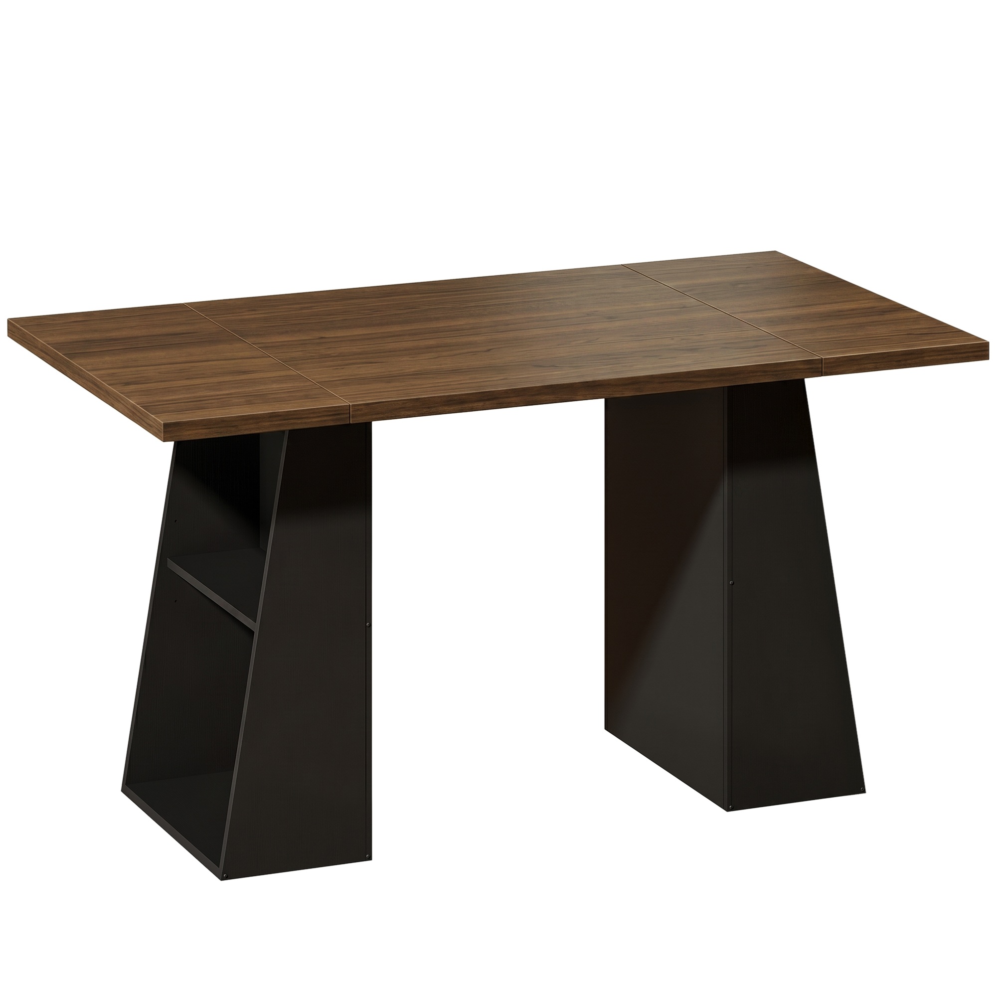 Rakstāmgalds ar 4 atvērtiem plauktiem, industriāls dizains, 140 cm, brūnmelns