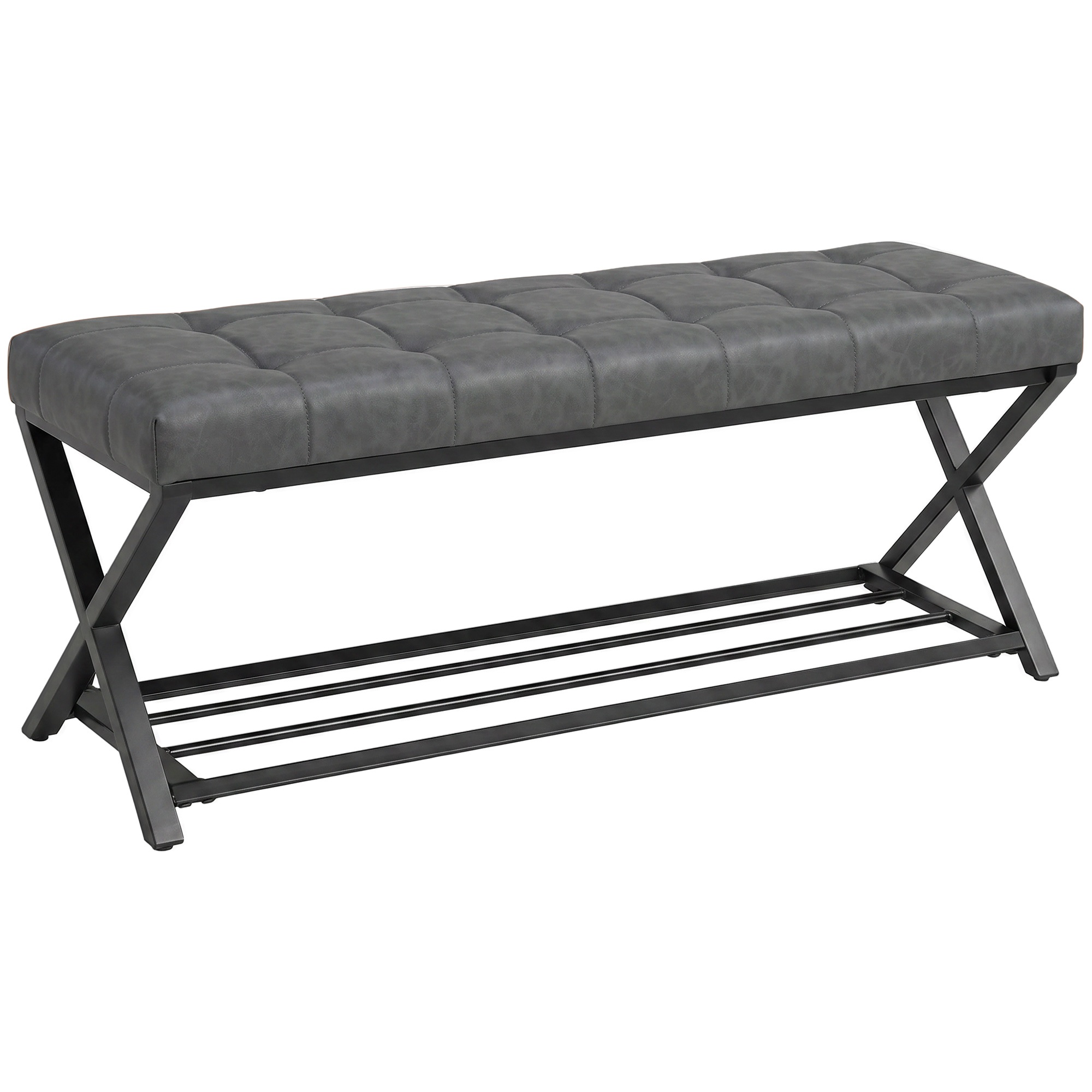 Apavu sols, ieejas sols ar mākslīgās ādas apdari, celtspēja līdz 220 kg priekšnamam, ieejas zonai, 112 x 37 x 47 cm, tumši pelēks