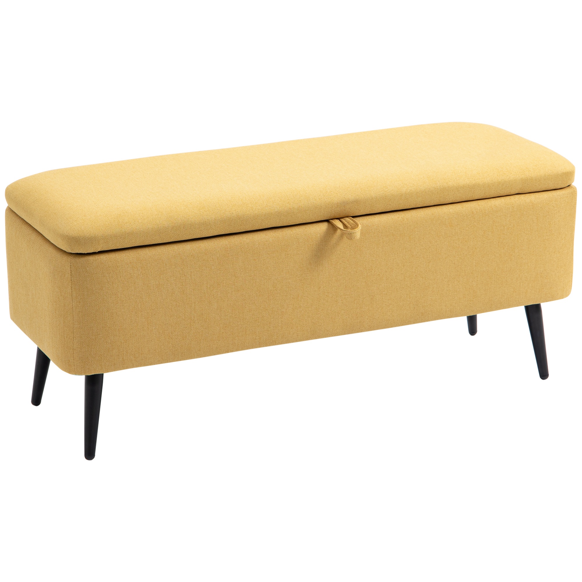 Sols, uzglabāšanas sols, mīksts sols, lina imitācija, līdz 150 kg, 101x38,5x44,5 cm, dzeltens