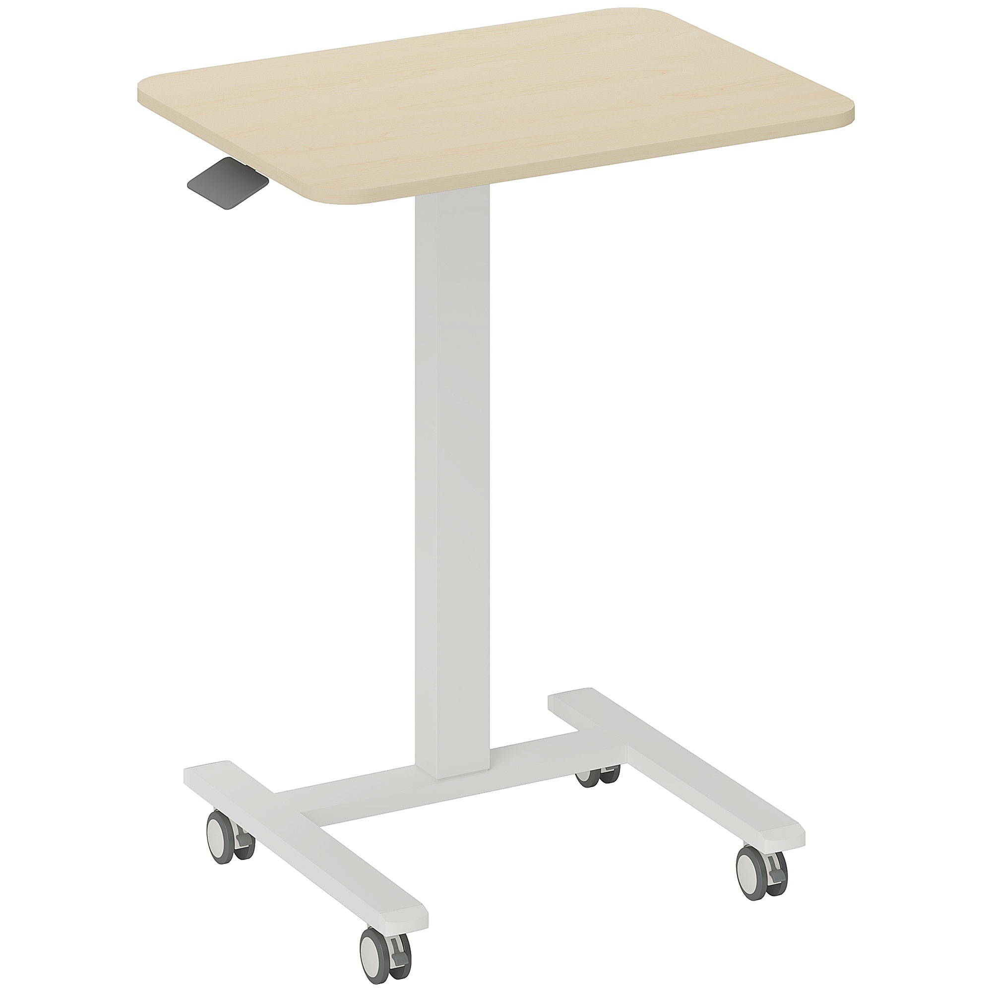 Augstumā regulējams galds, klēpjdatora galds, 4 ritentiņi, 65 cm x 48 cm x 108 cm, dzeltens