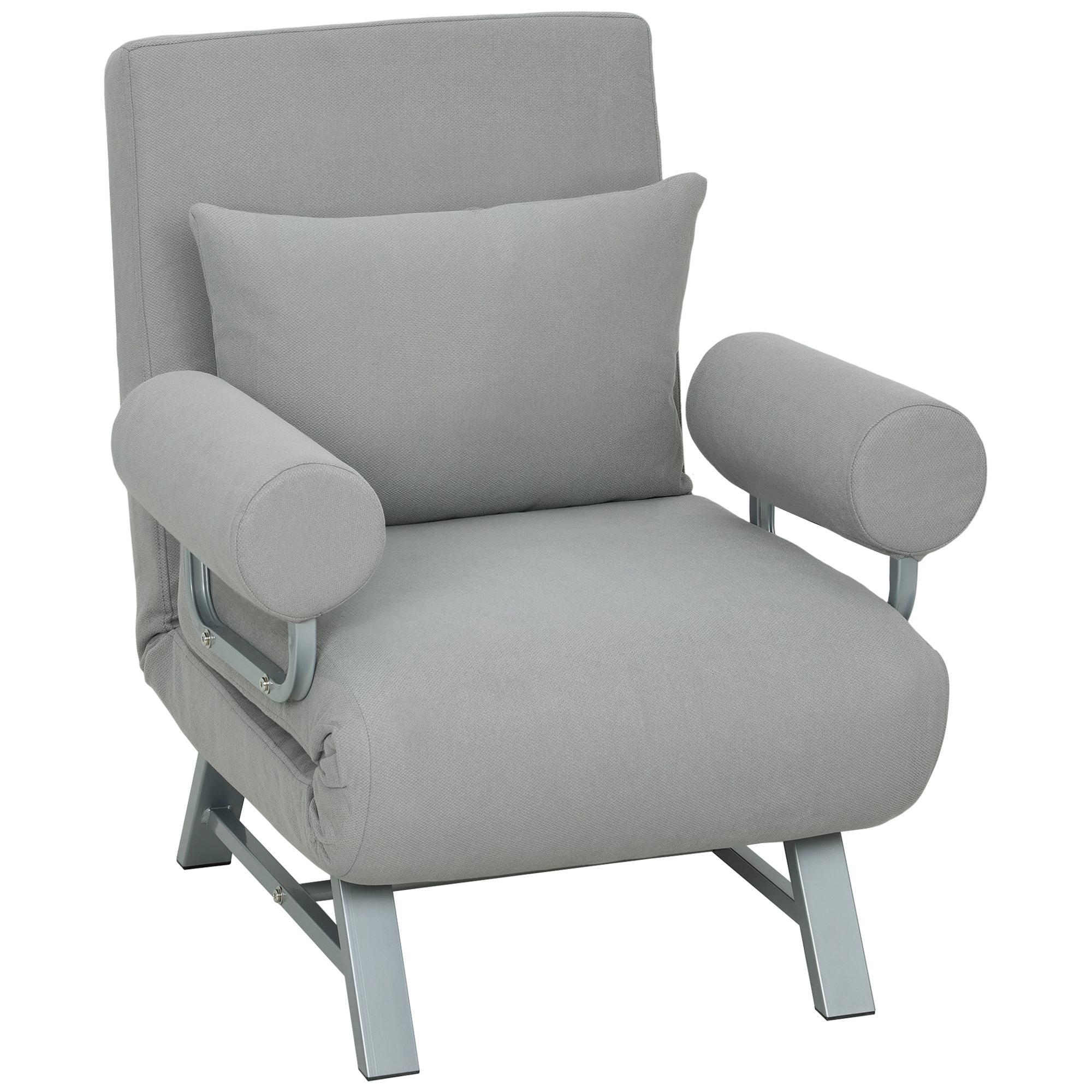 Guļkrēsls, polsterēts krēsls, pārveidojams par viesu gultu, ergonomisks, gaiši pelēks