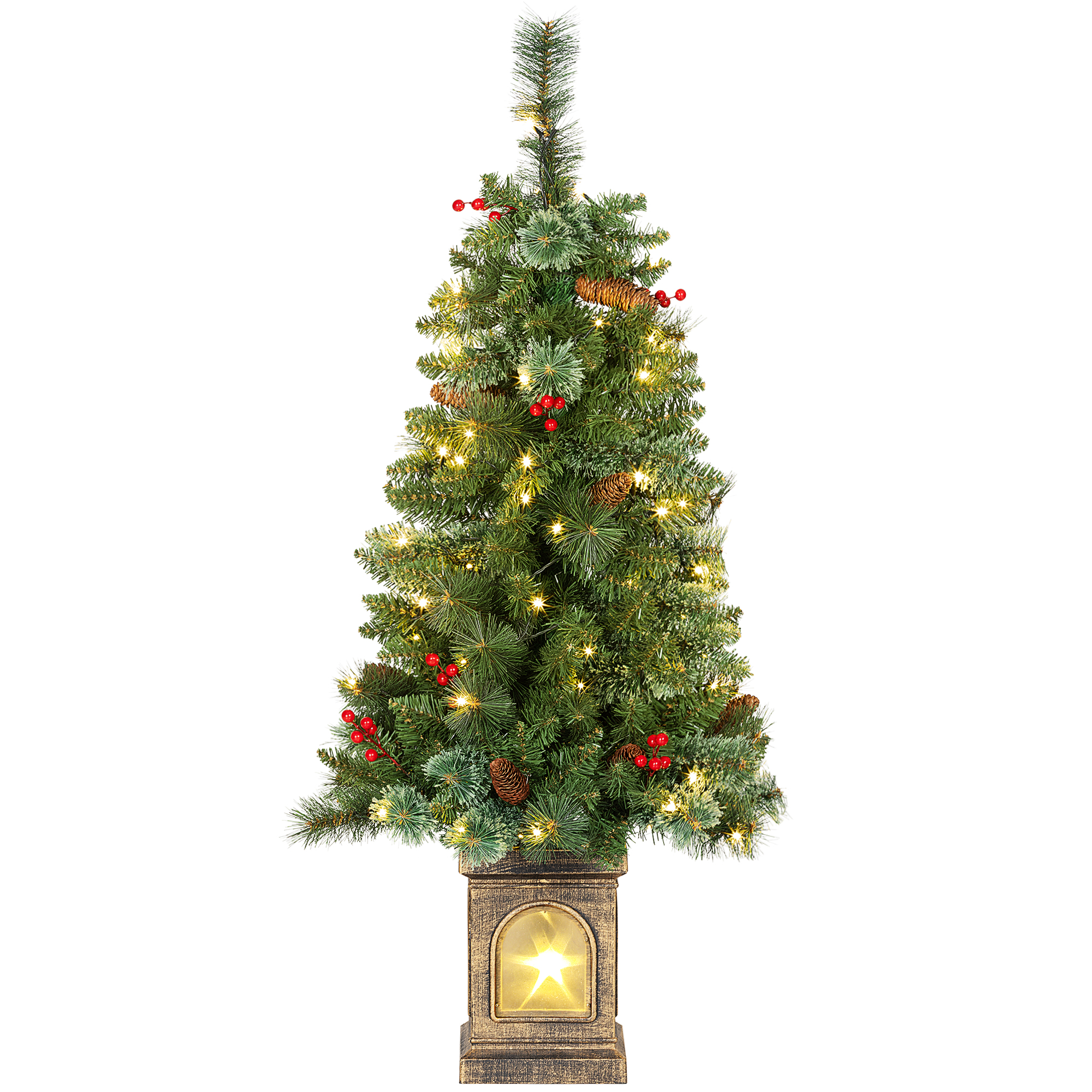 Mākslīgā Ziemassvētku eglīte 120 cm, mākslīgā egle ar 100 LED gaismiņām, 8 režīmiem, 214 galiem