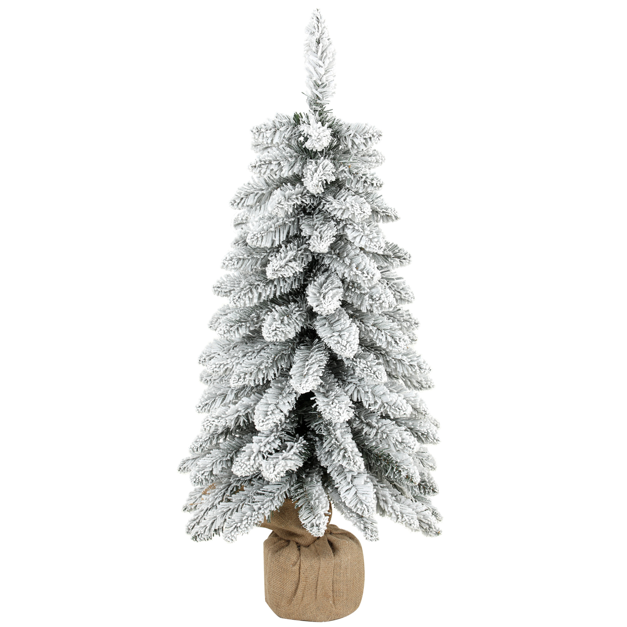 Mākslīgā Ziemassvētku eglīte, 90 cm (3 pēdas), tieva zīmuļa formas eglīte ar 107 zaru galiem, džutas pamatne, balta