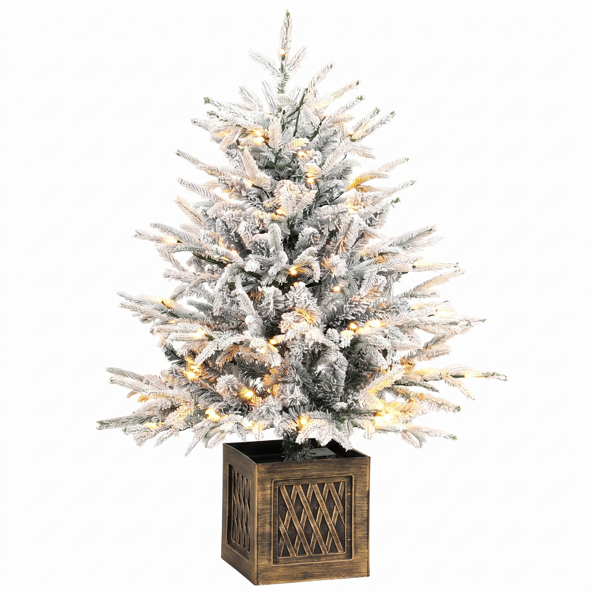Galda Ziemassvētku eglīte 90 cm, iepriekš apgaismota, sniegota, mākslīga, 70 silti baltas LED, 488 uzgaļi, zaļa