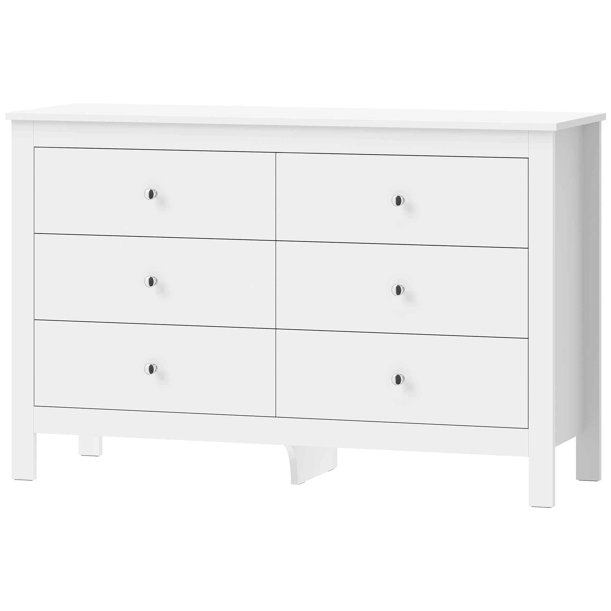 Kumode ar 6 atvilktnēm, bufetes skapītis ar viegli vadāmām atvilktņu vadotnēm guļamistabai, viesistabai vai gaitenim, 118 x 39,5 x 75,5 cm, balta