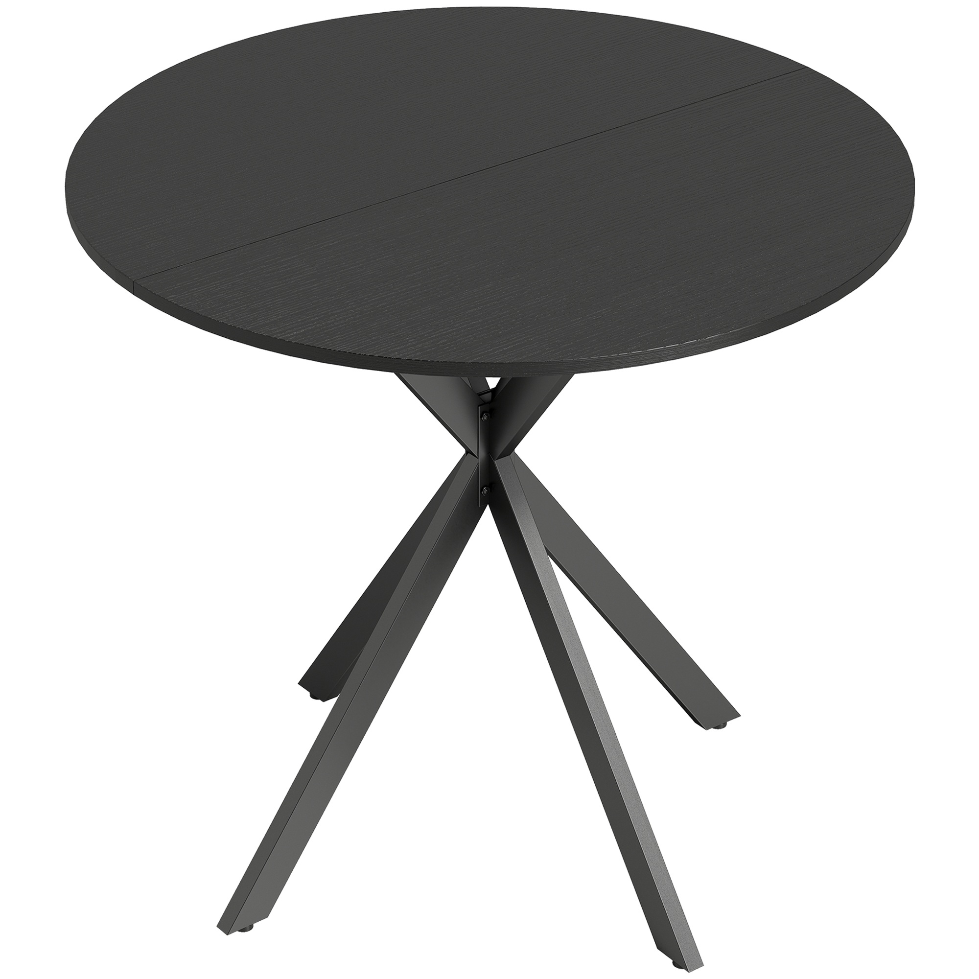 Apaļš virtuves galds, 80 cm, kompakta virsma, skaidu plāksne, metāls, melns