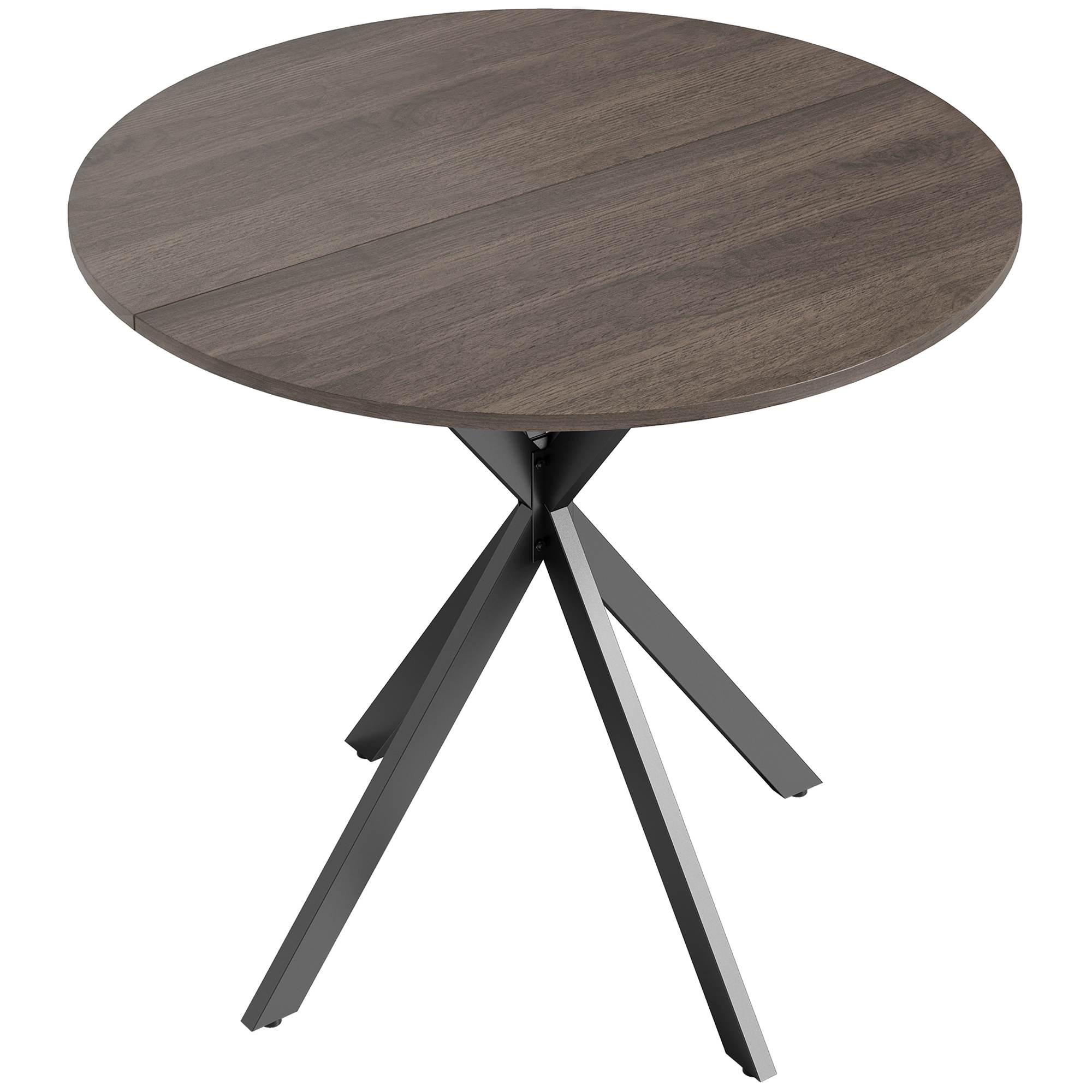 Apaļš virtuves galds, 80 cm, kompakta virsma, skaidu plāksne, metāls, brūns