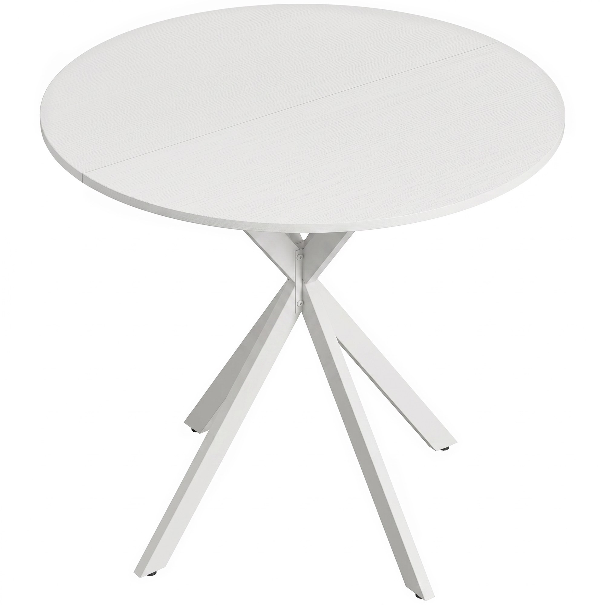 Apaļš virtuves galds, 80 cm, kompakta virsma, skaidu plāksne, metāls, balts