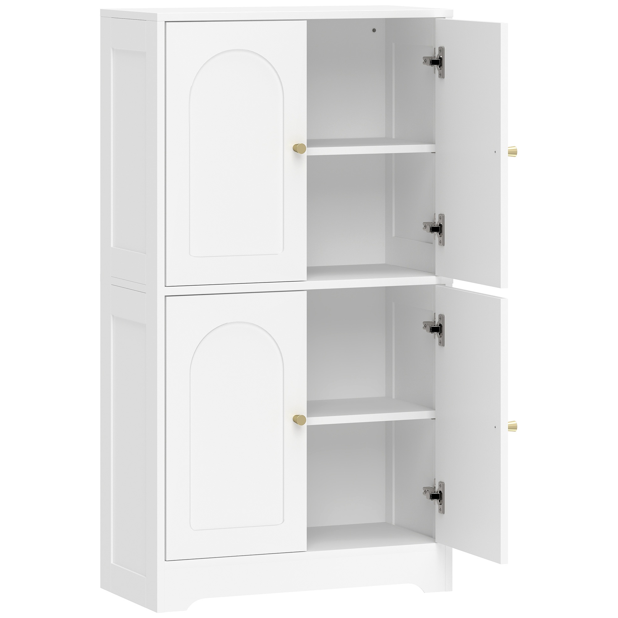 Virtuves skapītis, augsts skapis ar 2 regulējamiem plauktiem, virtuves bufete ar 4 izliektām durvīm 60 x 30 x 110 cm, balts