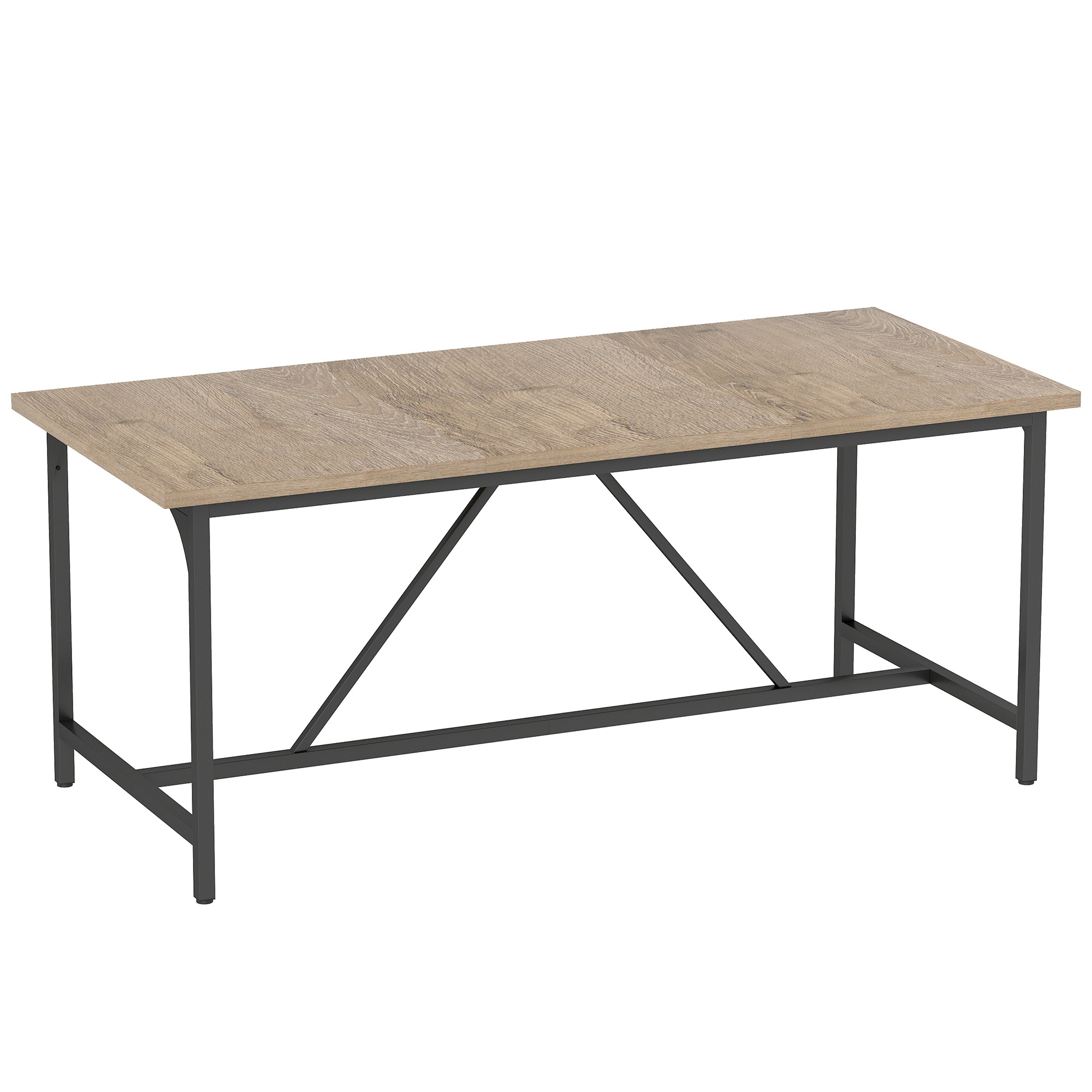 Ēdamgalds 6-8 personām. Moderns taisnstūra formas virtuves galds ar koka imitāciju, 180 x 80 x 75,5 cm, dabīgā krāsā.
