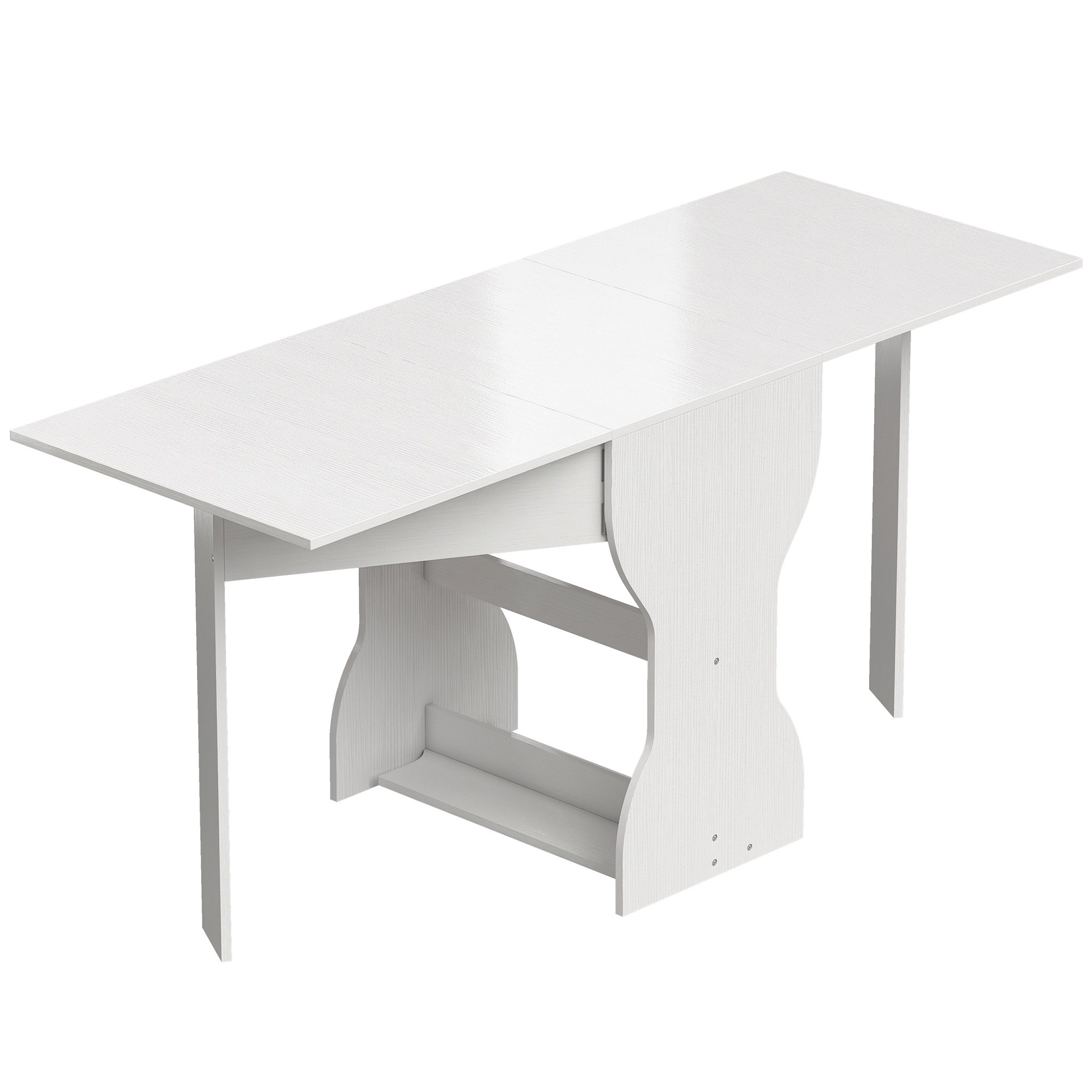 Saliekams ēdamgalds, virtuves galds ar uzglabāšanas vietu 2-4 personām, saliekams galds mazām telpām, ēdamistaba, 160 x 60 x 75 cm, balts