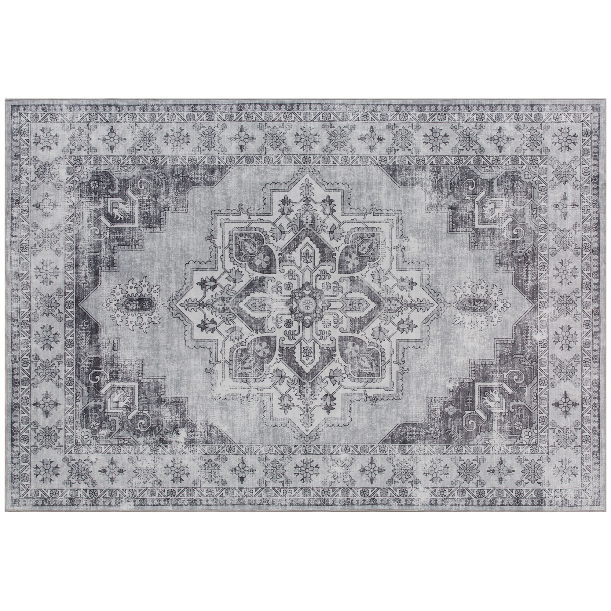 Veļas mašīnā mazgājams, neslīdošs viesistabas paklājs ar flaneļa imitāciju, 230 x 160 cm, pelēks