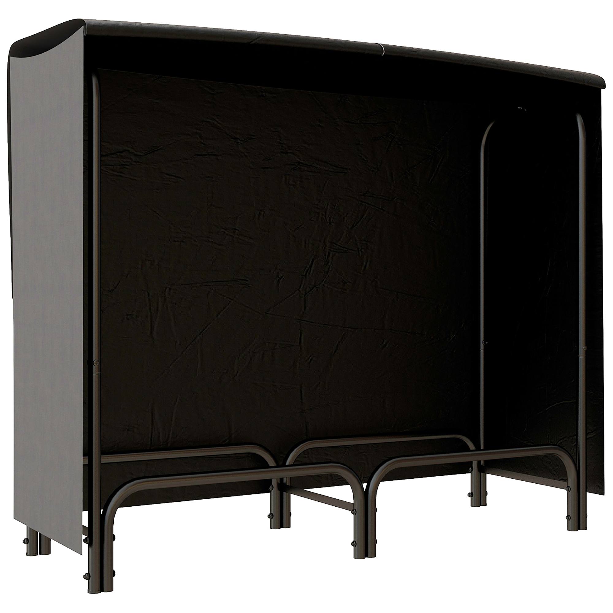 Malkas plaukts, 0,33 m³, ar pārnēsāšanas maisu un vāku, metāla rāmis, līdz 150 kg, 120 × 36 × 99 cm, melns