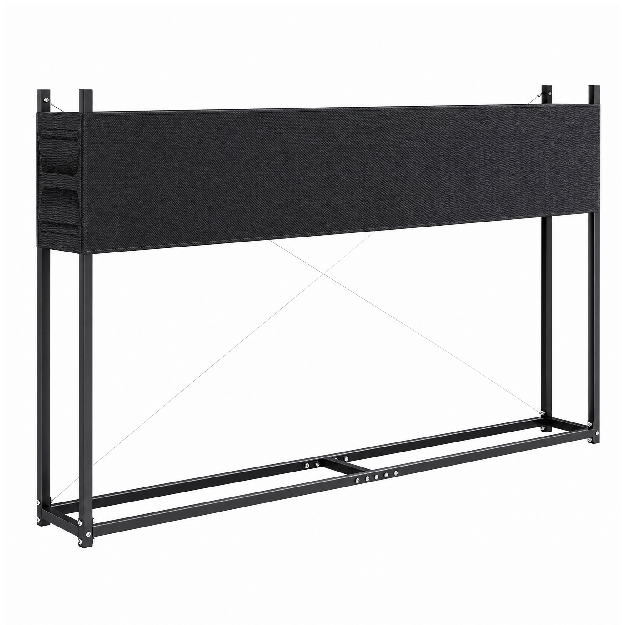 Malkas plaukts 202 x 25 x 113 cm, malkas plaukts ar 600D Oxford pārvalku, tērauda rāmis, līdz 500 kg, melns