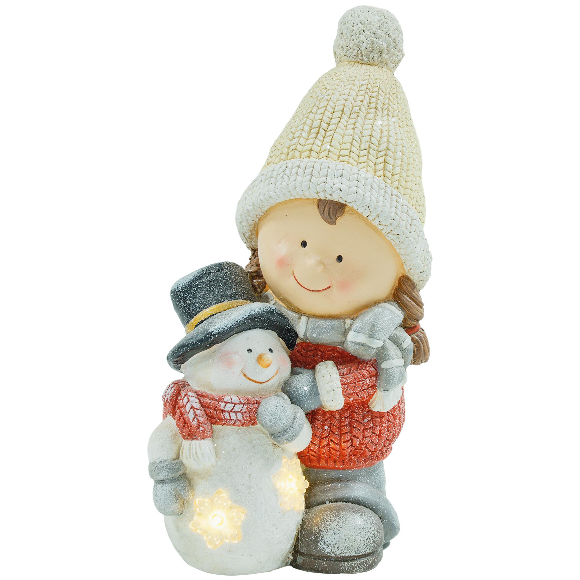 Dārza dekorācija ar rūķi un sniegavīru, 4 LED diodes, darbojas ar baterijām, 25 × 18 × 45,5 cm