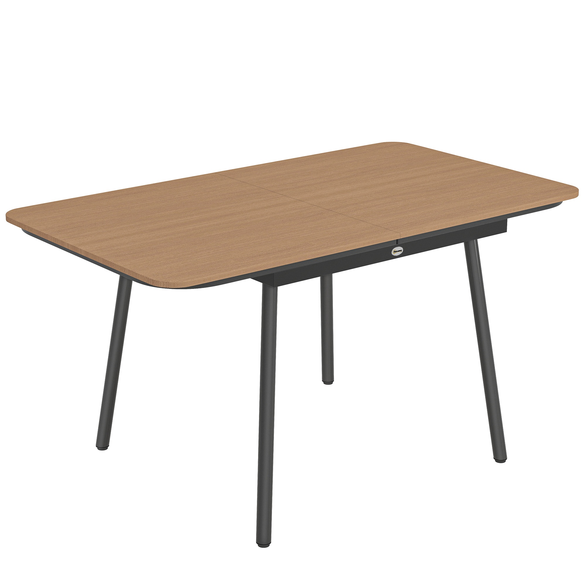 Dārza galds 140 x 80 cm 6 personām, nerūsējošs āra ēdamgalds ar WPC virsmu, regulējamām kājām, tīkkoks