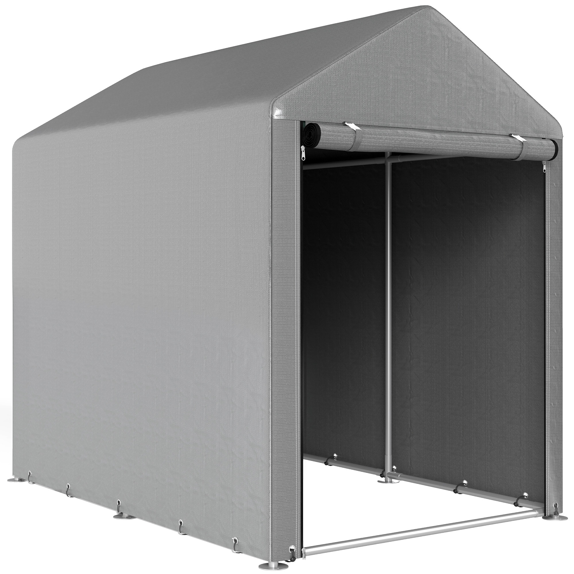 Dārza šķūnis, noliktavas telts, izturīga un laikapstākļiem izturīga, tērauda rāmis, 1,2x1,8x1,6m, gaiši pelēka