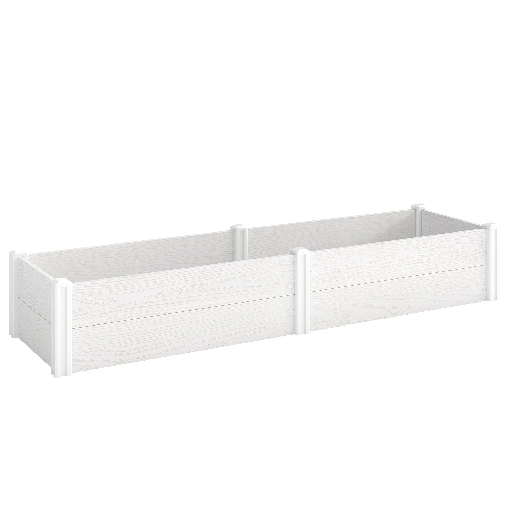 Paaugstināta dārza dobe no plastmasas, iebūvēta stādīšanas dobe ar montāžu pašu spēkiem, aukstais rāmis, 197 x 54 x 33 cm, balta