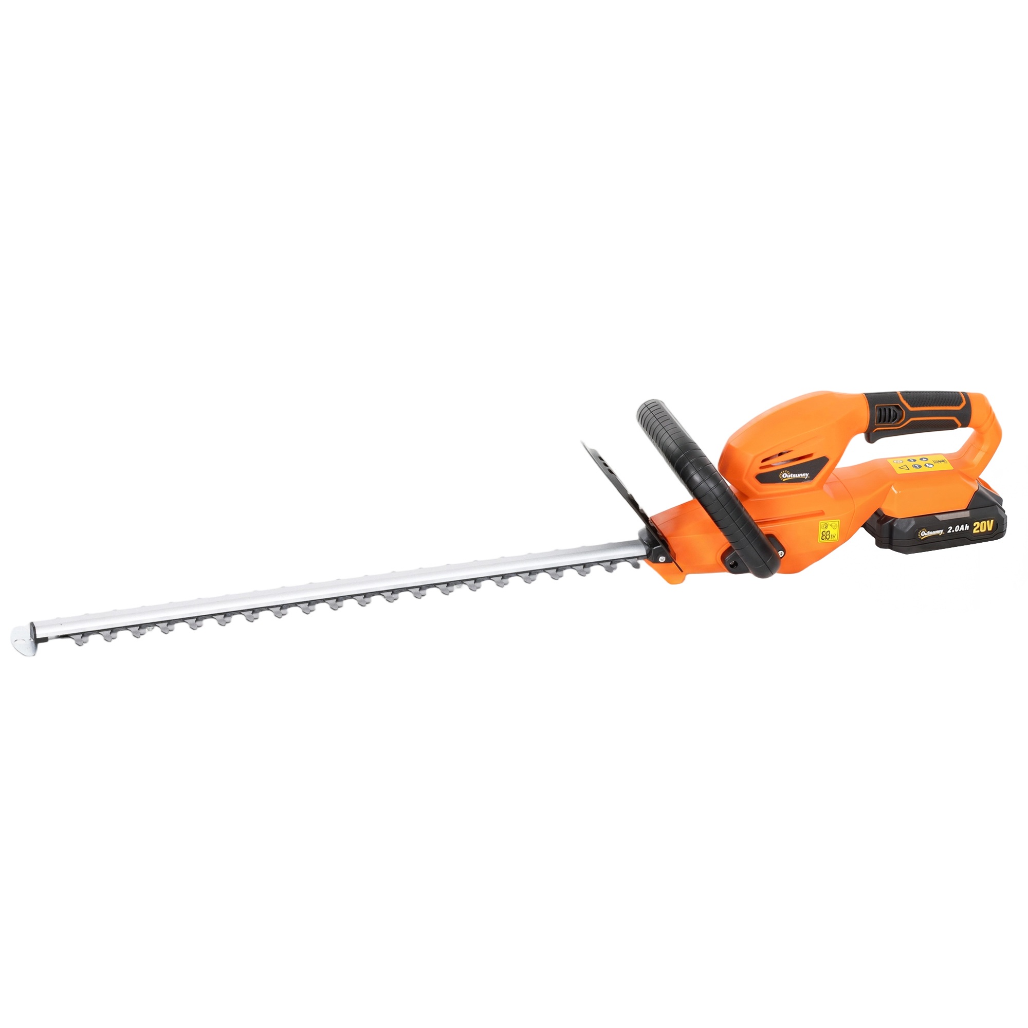 Elektriskās dzīvžogu šķēres, darbināmas ar akumulatoru, 100 W motors, bezvada, 51 cm pļaušanas garums, ABS, oranžas